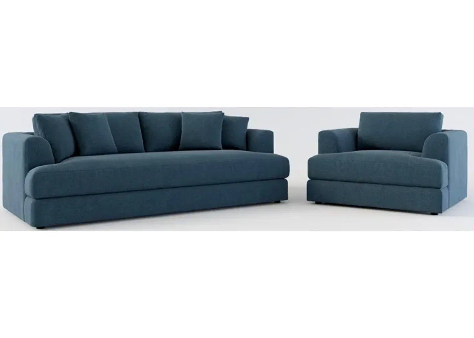 Ridley Foam Comfort Sofa and Chair Set - Broderick Indigo