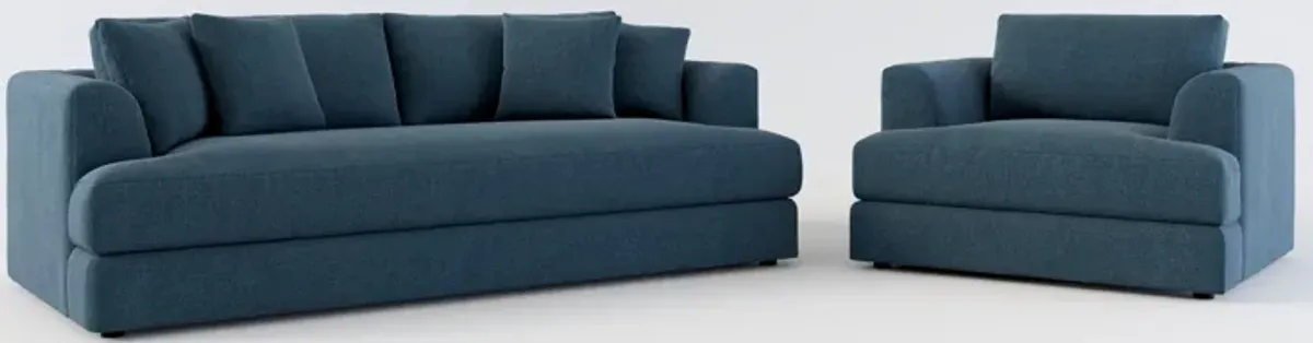 Ridley Foam Comfort Sofa and Chair Set - Broderick Indigo