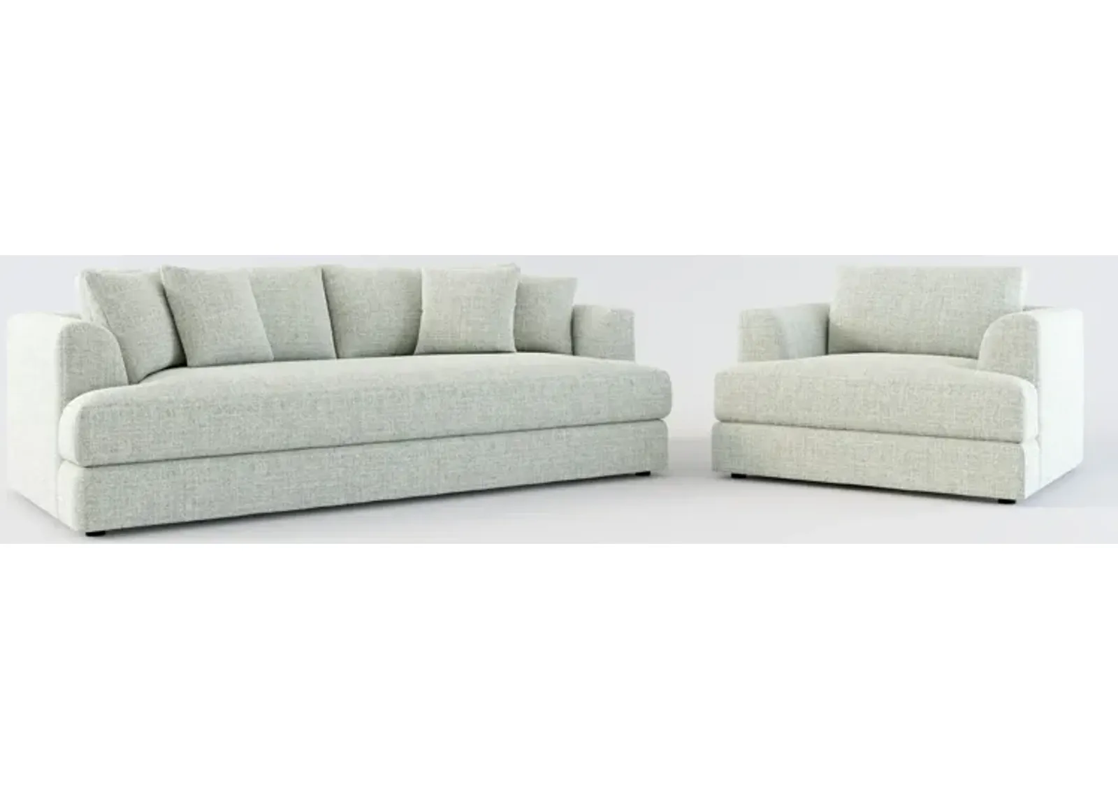 Ridley Foam Comfort Sofa and Chair Set - Broderick Sea Glass