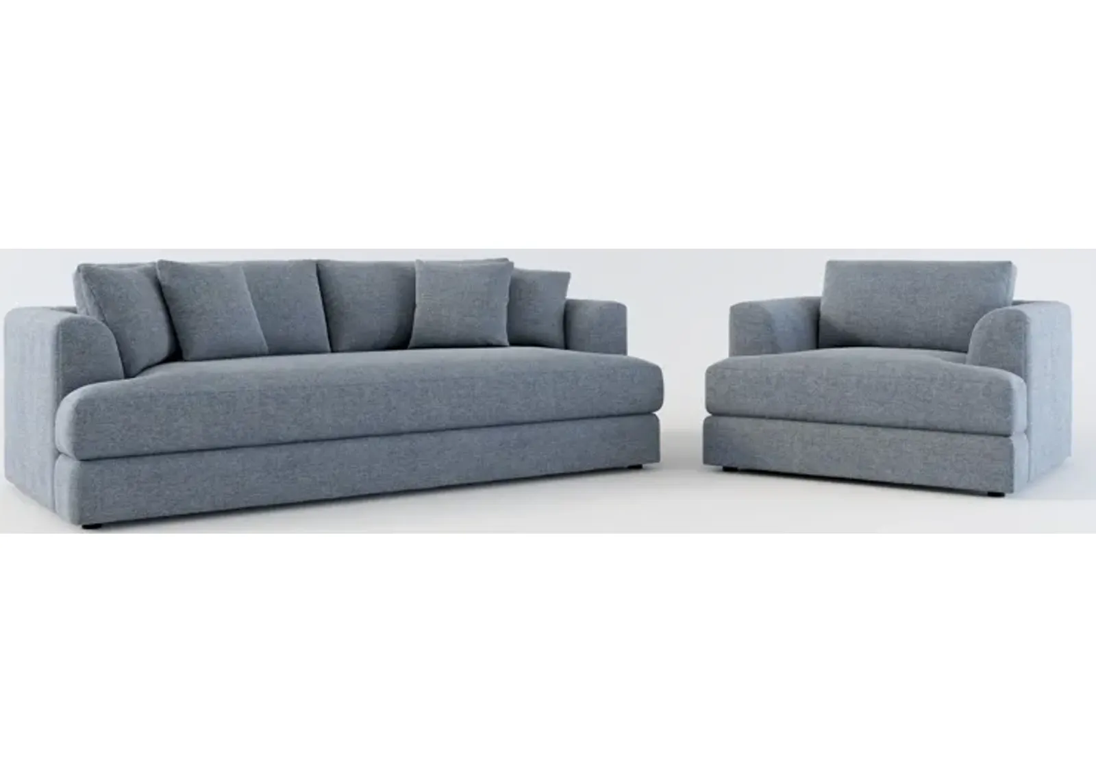 Ridley Foam Comfort Sofa and Chair Set - Bridger Navy