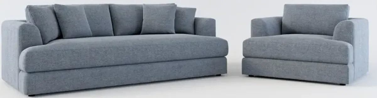 Ridley Foam Comfort Sofa and Chair Set - Bridger Navy