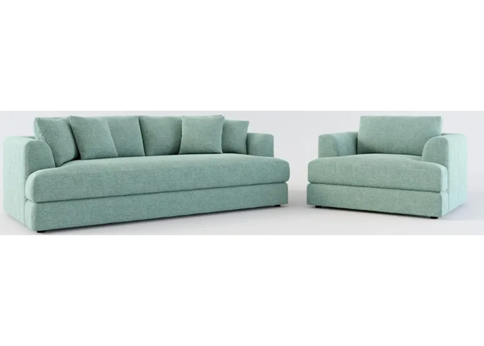 Ridley Foam Comfort Sofa and Chair Set - Bridger Jade