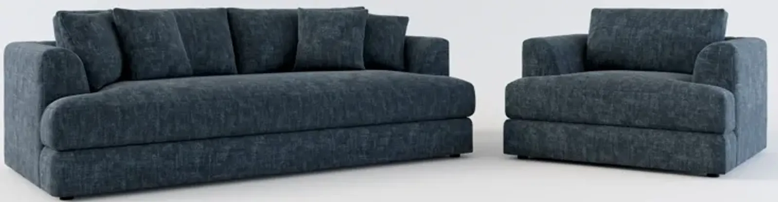 Ridley Foam Comfort Sofa and Chair Set - Argo Navy