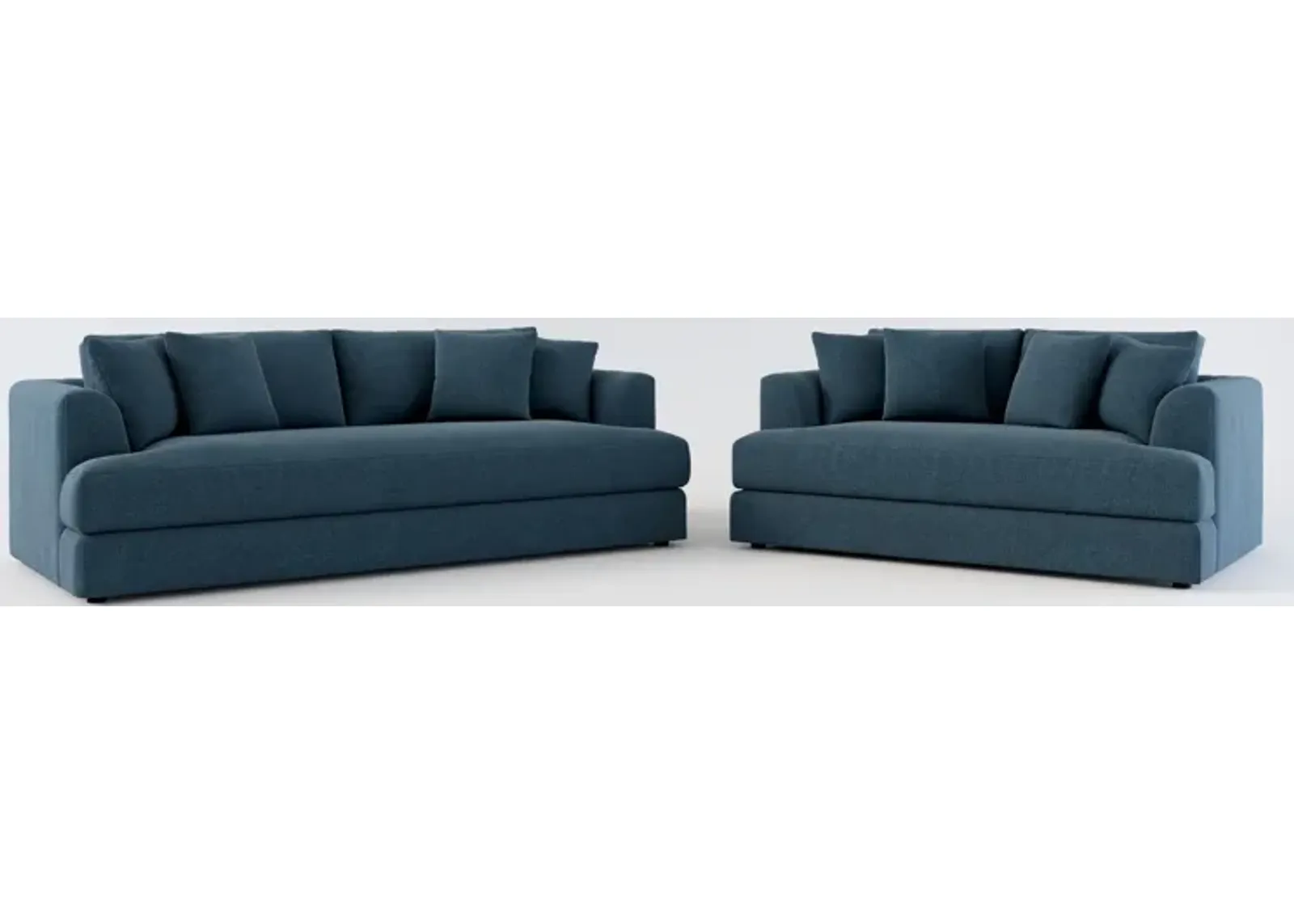 Ridley Foam Comfort Sofa and Loveseat Set - Broderick Indigo