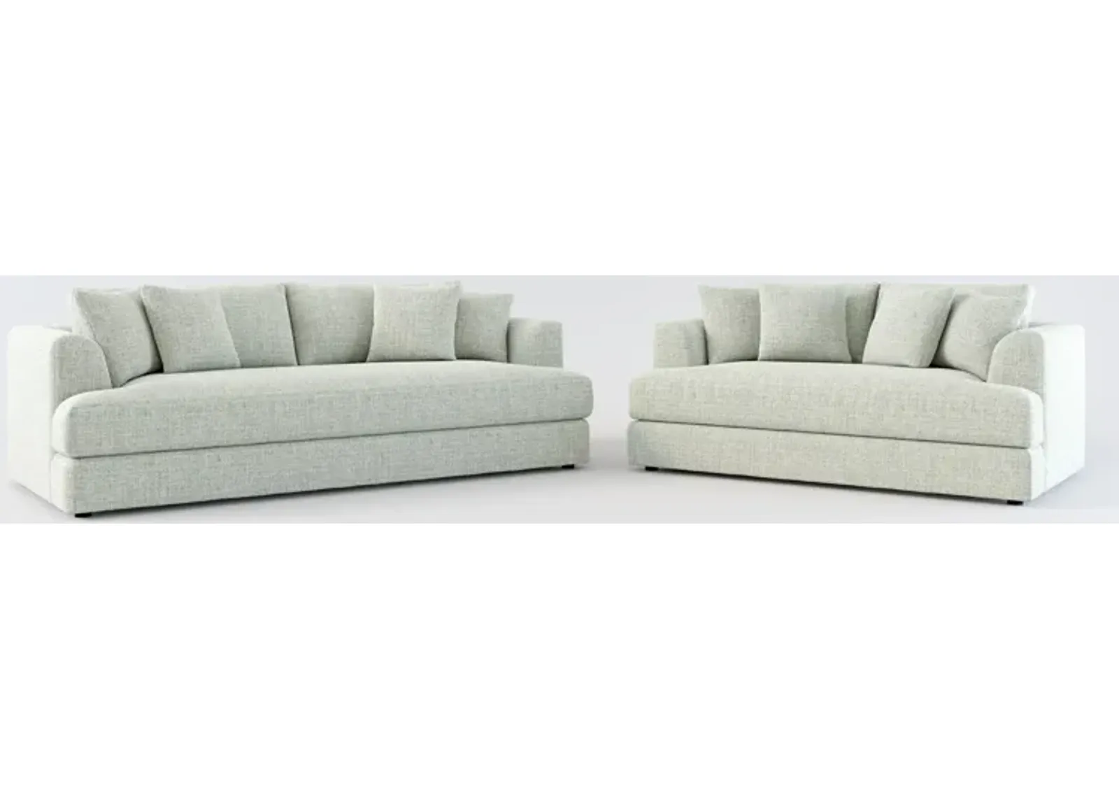 Ridley Foam Comfort Sofa and Loveseat Set - Broderick Sea Glass