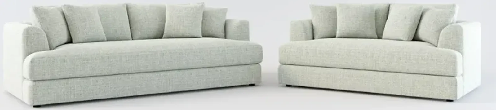 Ridley Foam Comfort Sofa and Loveseat Set - Broderick Sea Glass