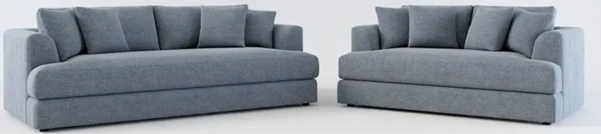 Ridley Foam Comfort Sofa and Loveseat Set - Bridger Navy