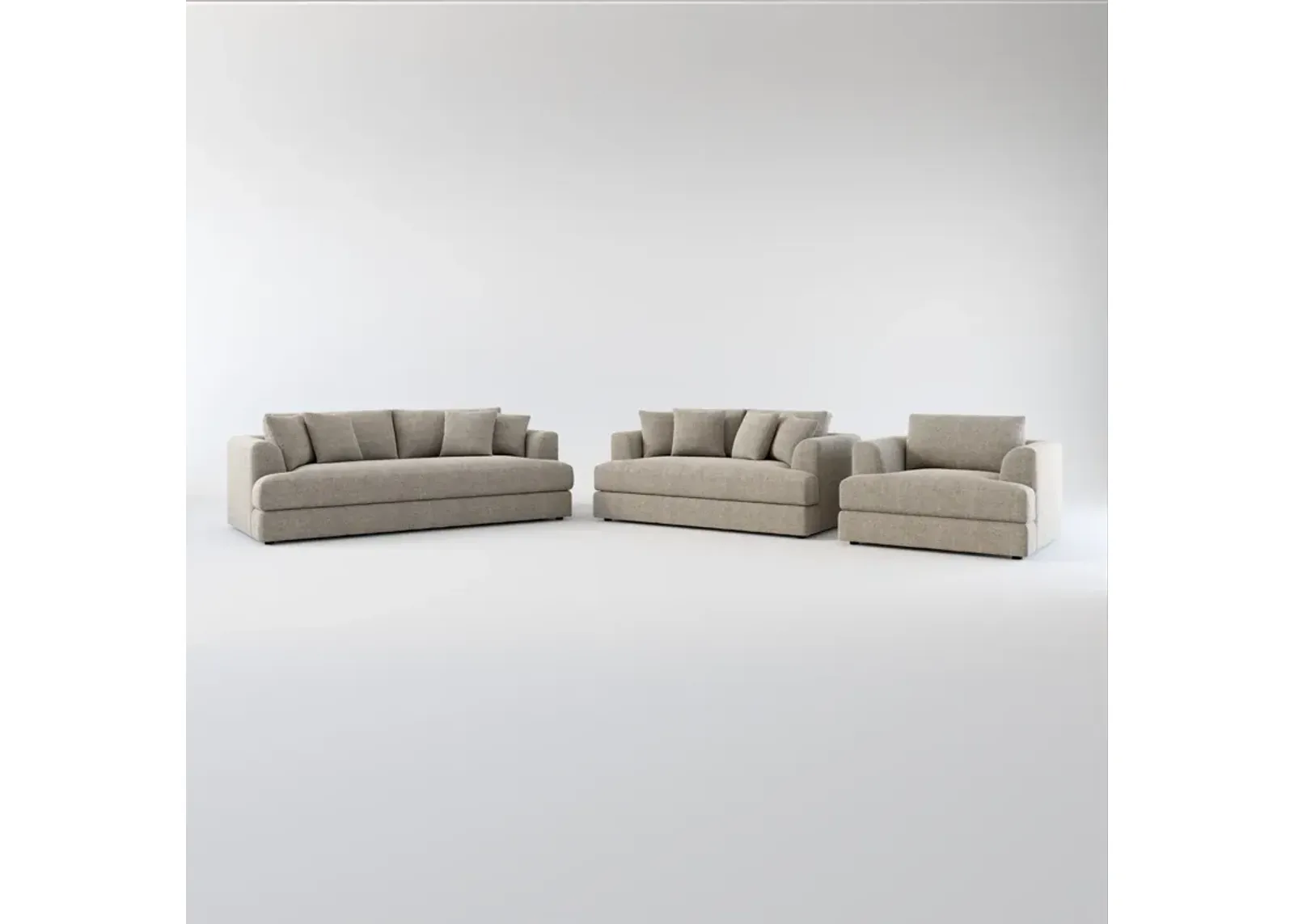 Ridley Foam Comfort Sofa, Loveseat, and Chair Set - Bridger Metal