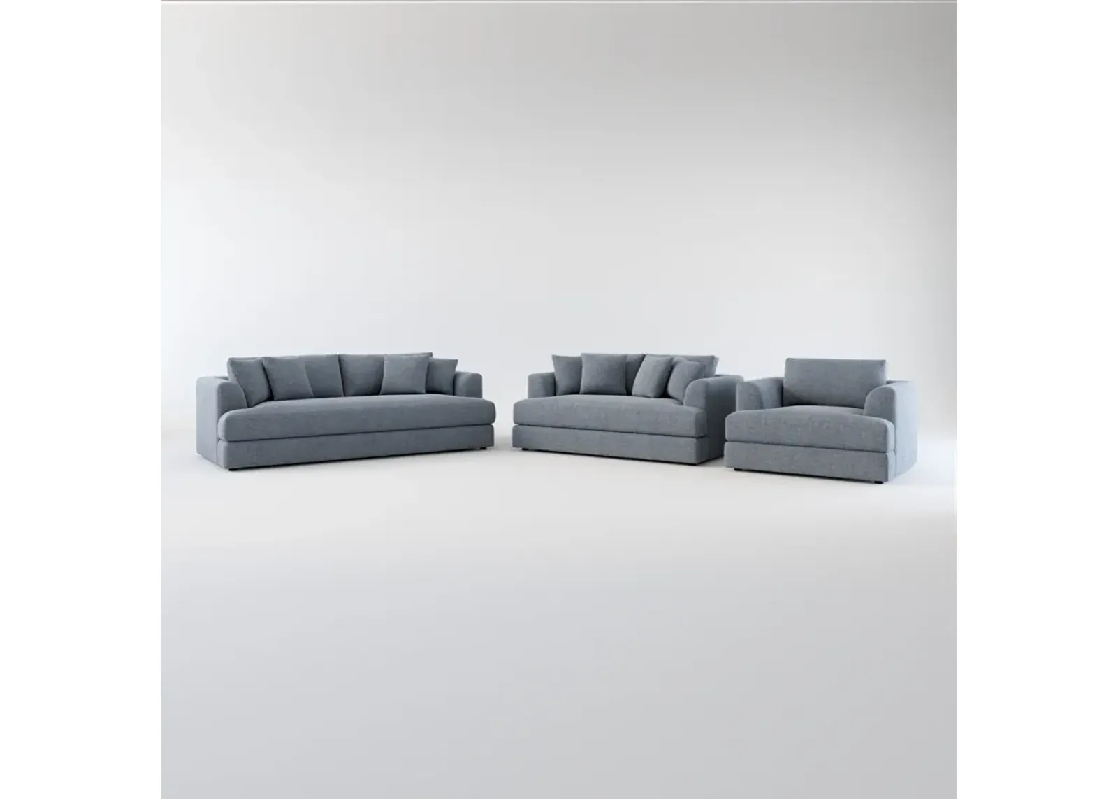 Ridley Foam Comfort Sofa, Loveseat, and Chair Set - Bridger Navy