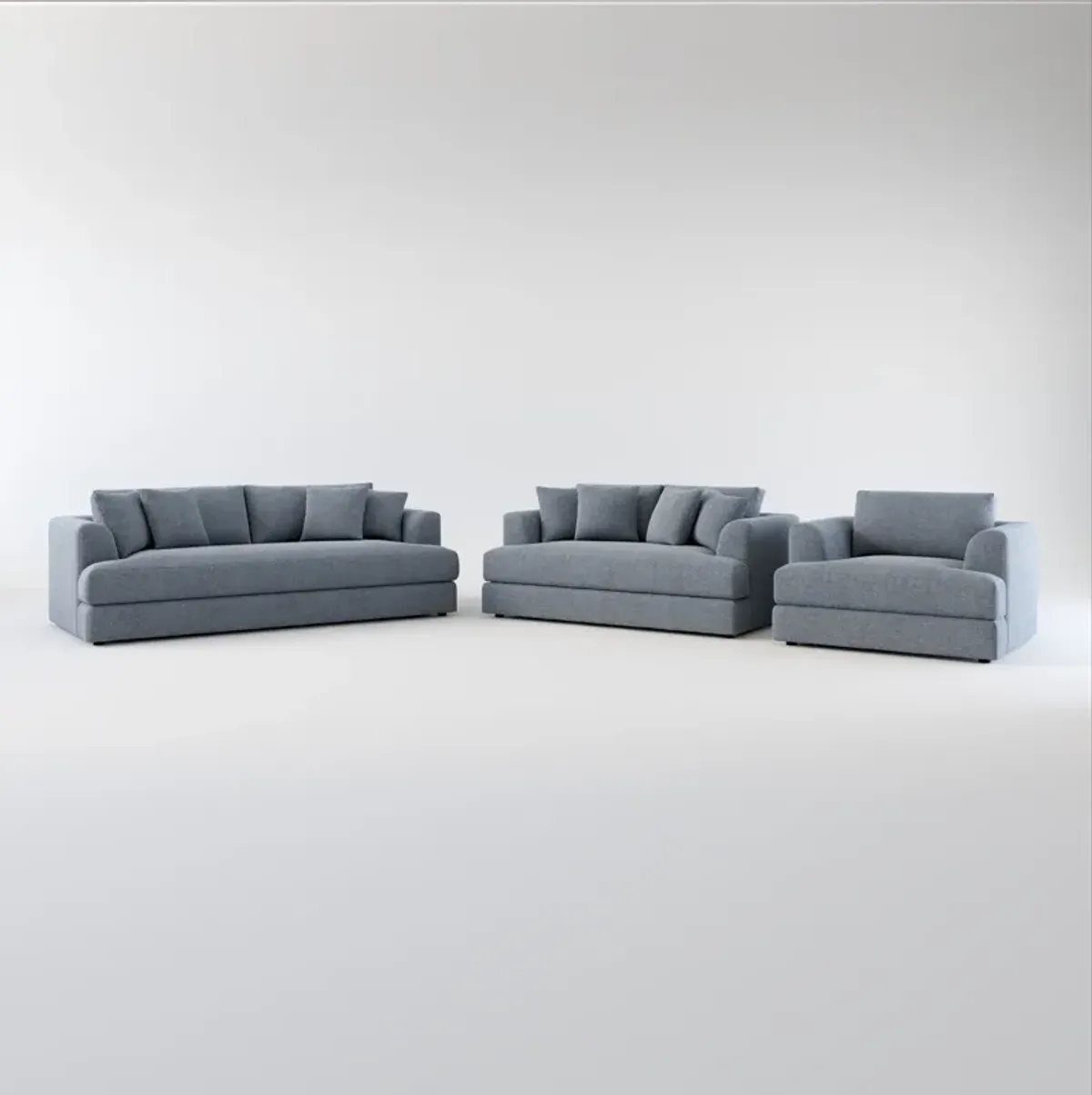 Ridley Foam Comfort Sofa, Loveseat, and Chair Set - Bridger Navy