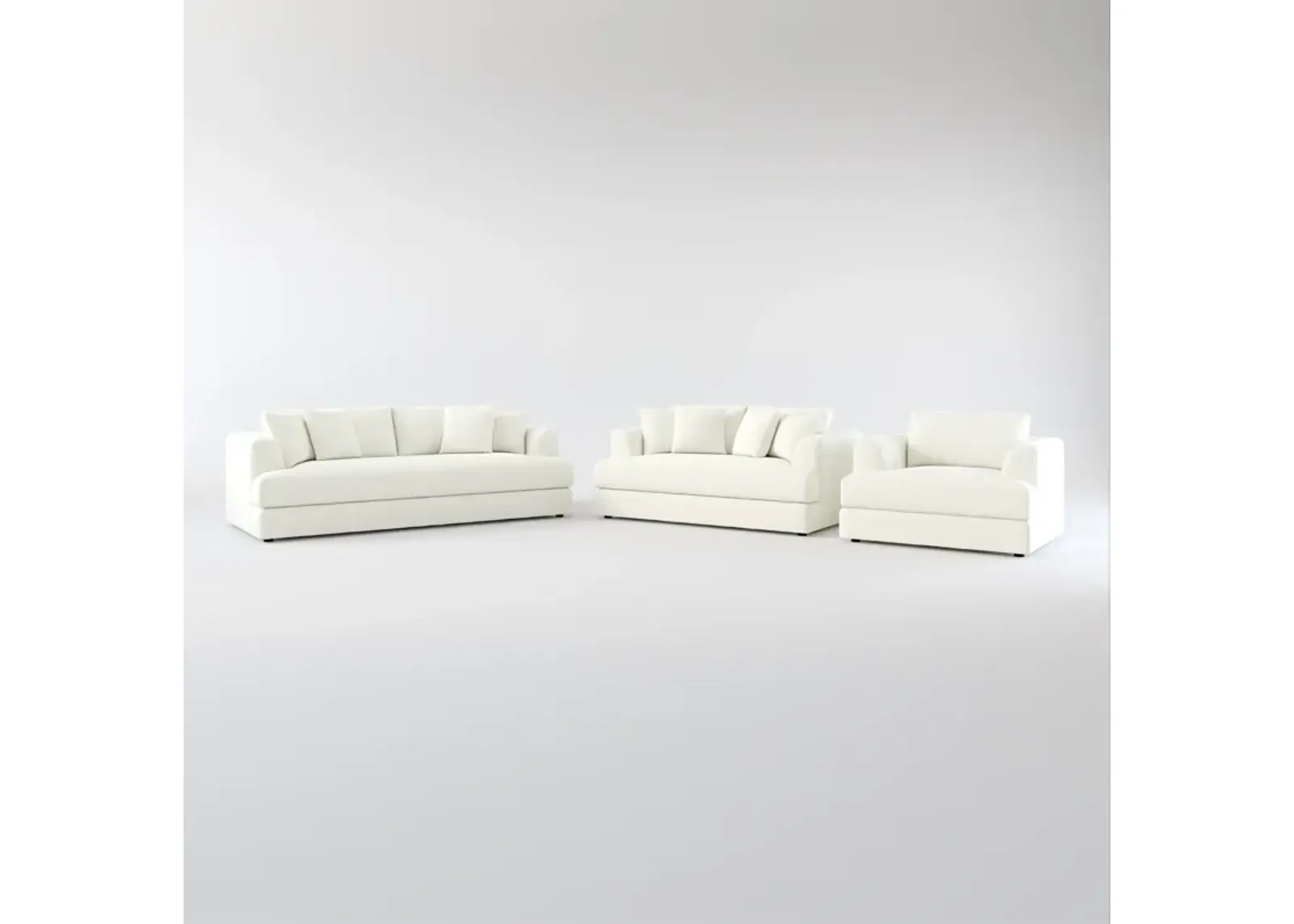 Ridley Foam Comfort Sofa, Loveseat, and Chair Set - Liv Arctic