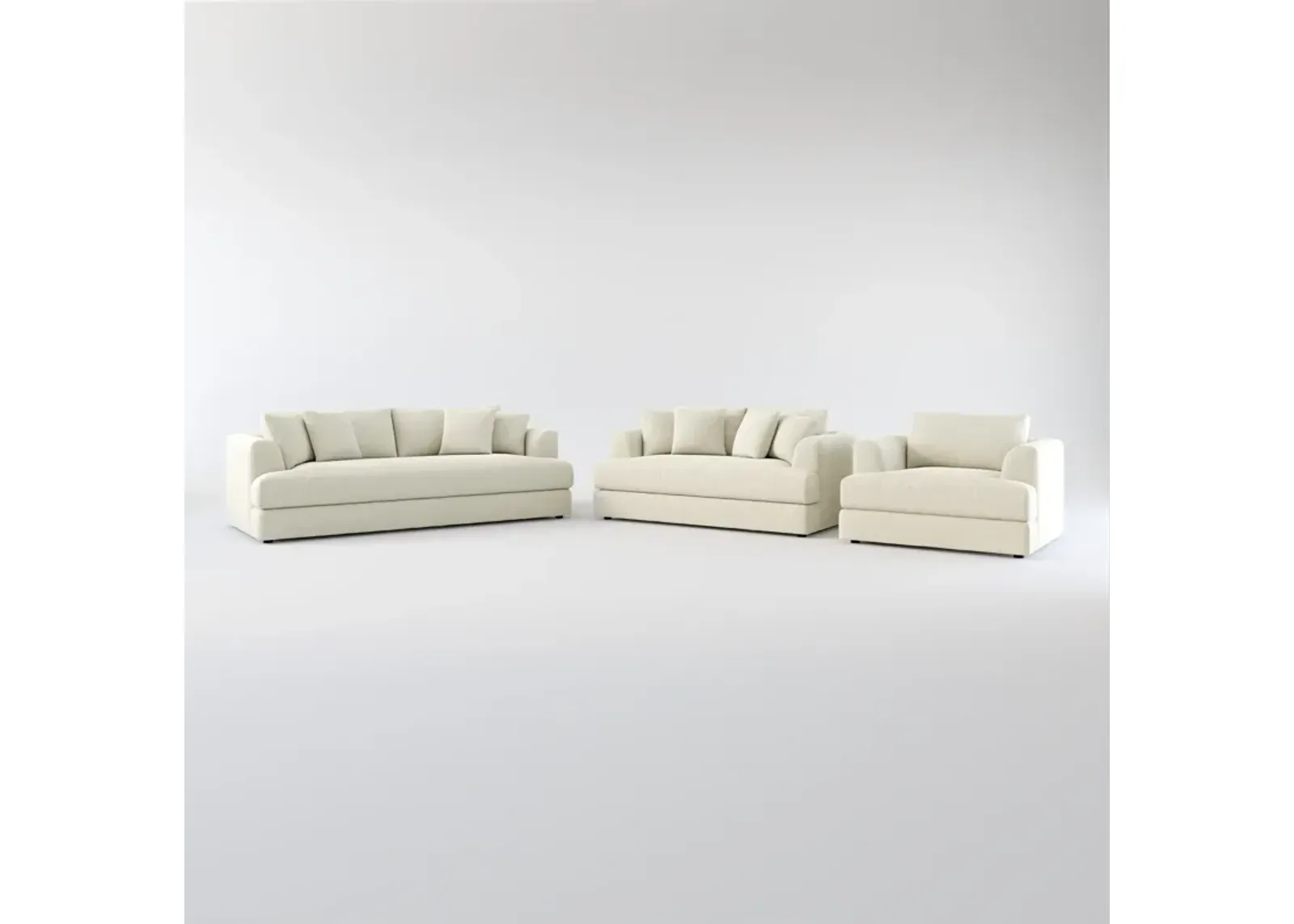 Ridley Foam Comfort Sofa, Loveseat, and Chair Set - Liv Dove