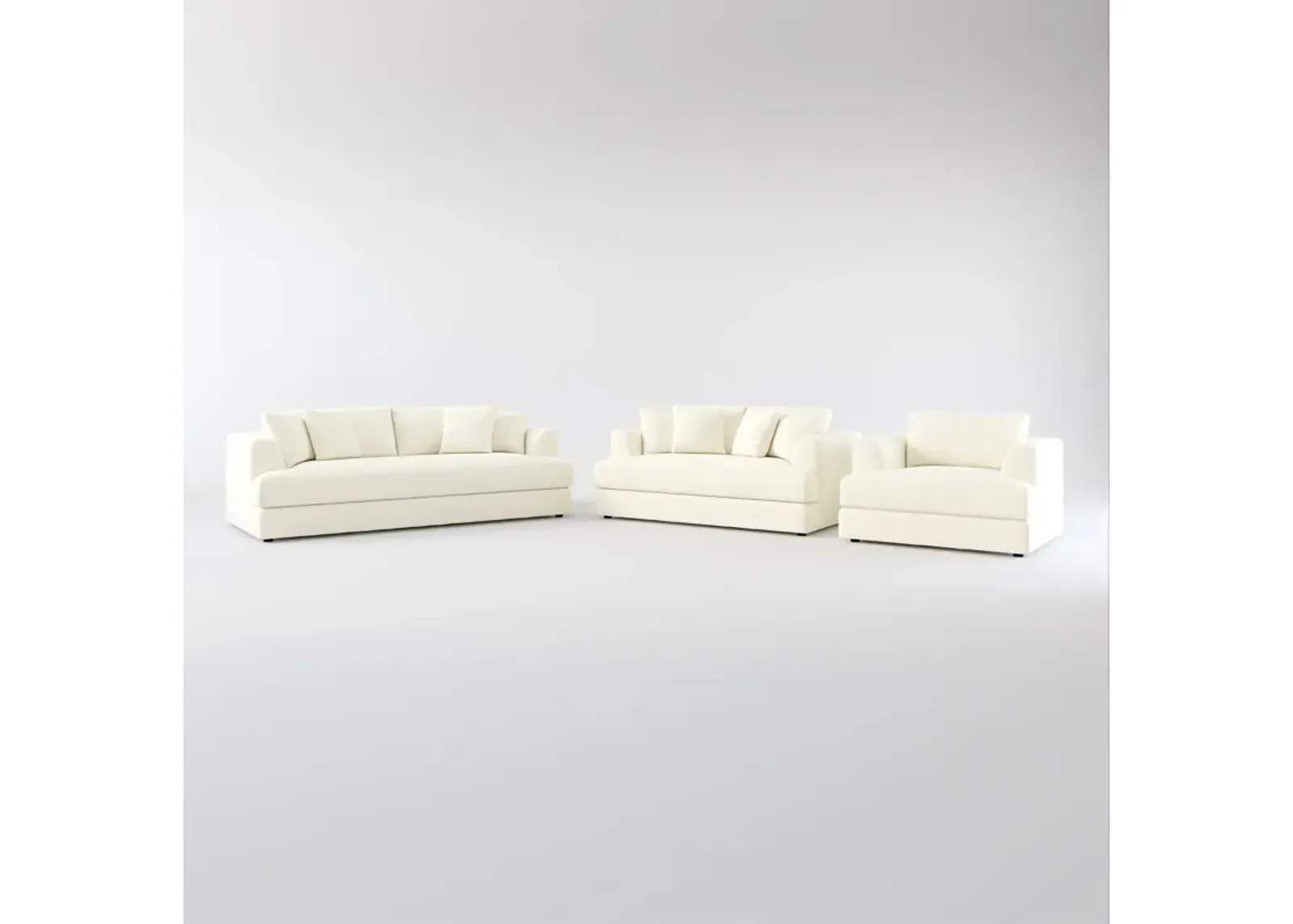 Ridley Foam Comfort Sofa, Loveseat, and Chair Set - Fincher Ivory