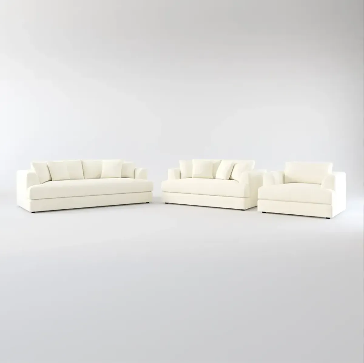 Ridley Foam Comfort Sofa, Loveseat, and Chair Set - Fincher Ivory