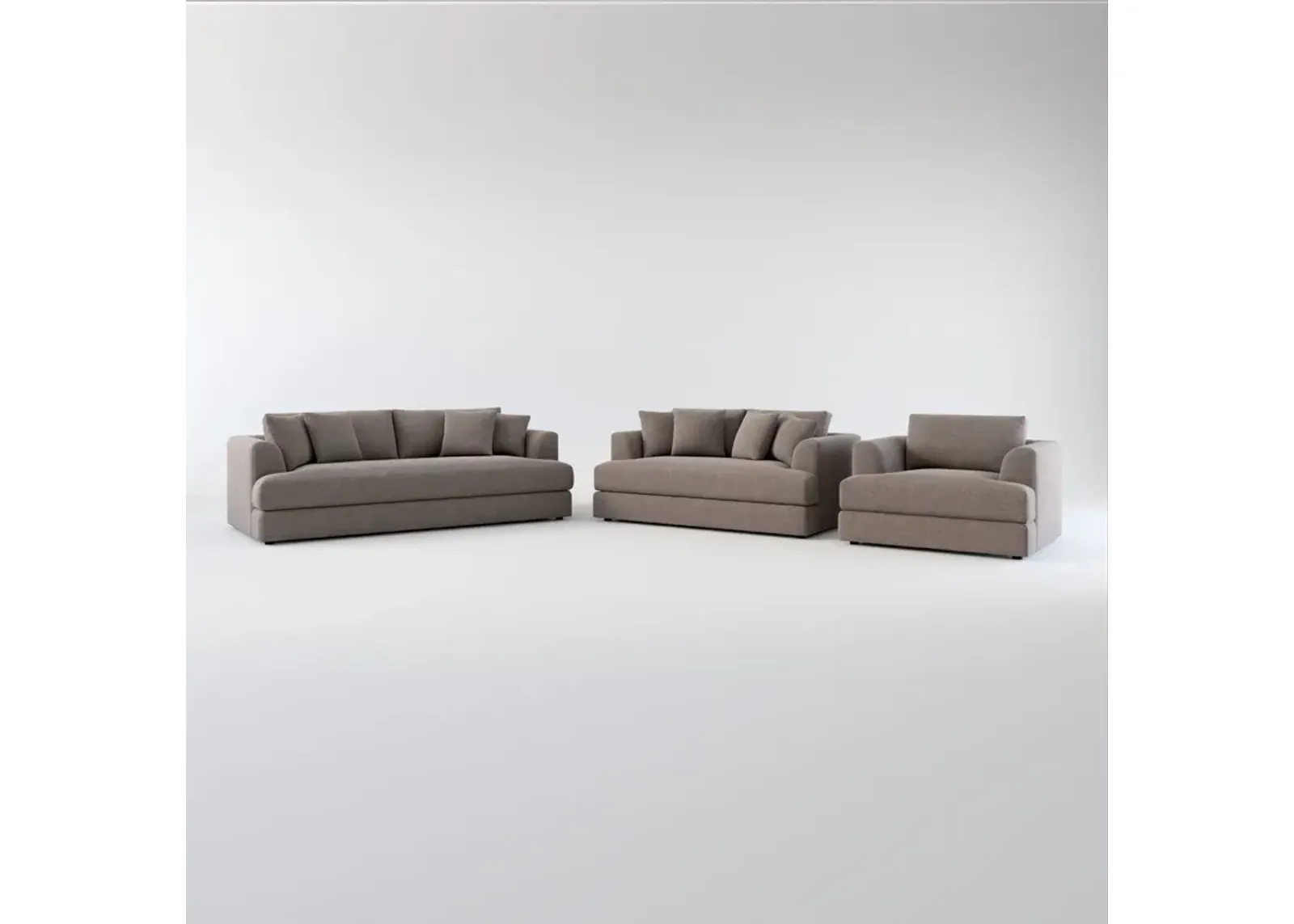 Ridley Foam Comfort Sofa, Loveseat, and Chair Set - Presidio Steel