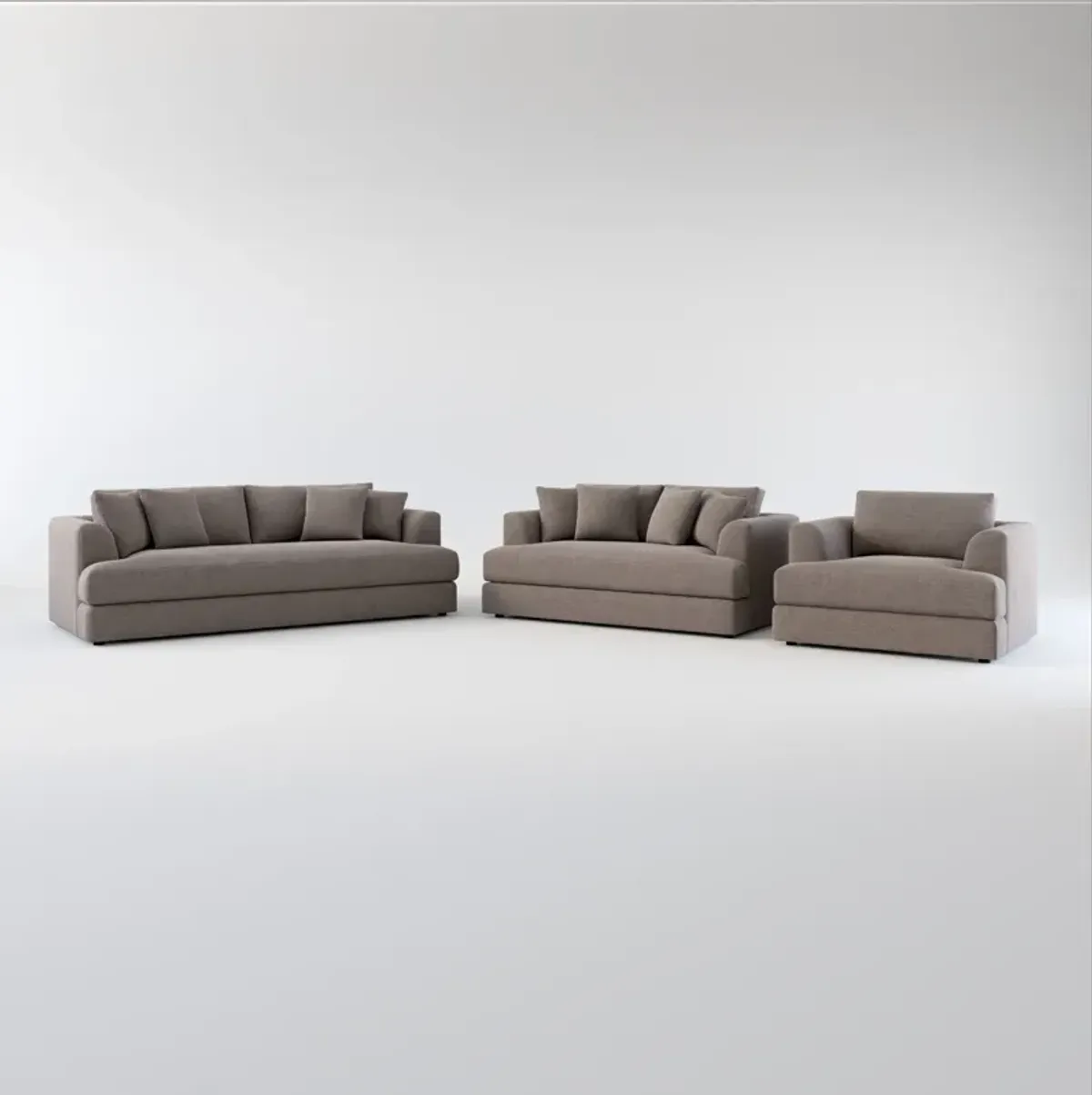 Ridley Foam Comfort Sofa, Loveseat, and Chair Set - Presidio Steel