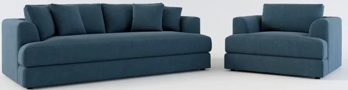 Ridley Hybrid Comfort Sofa and Chair Set - Broderick Indigo