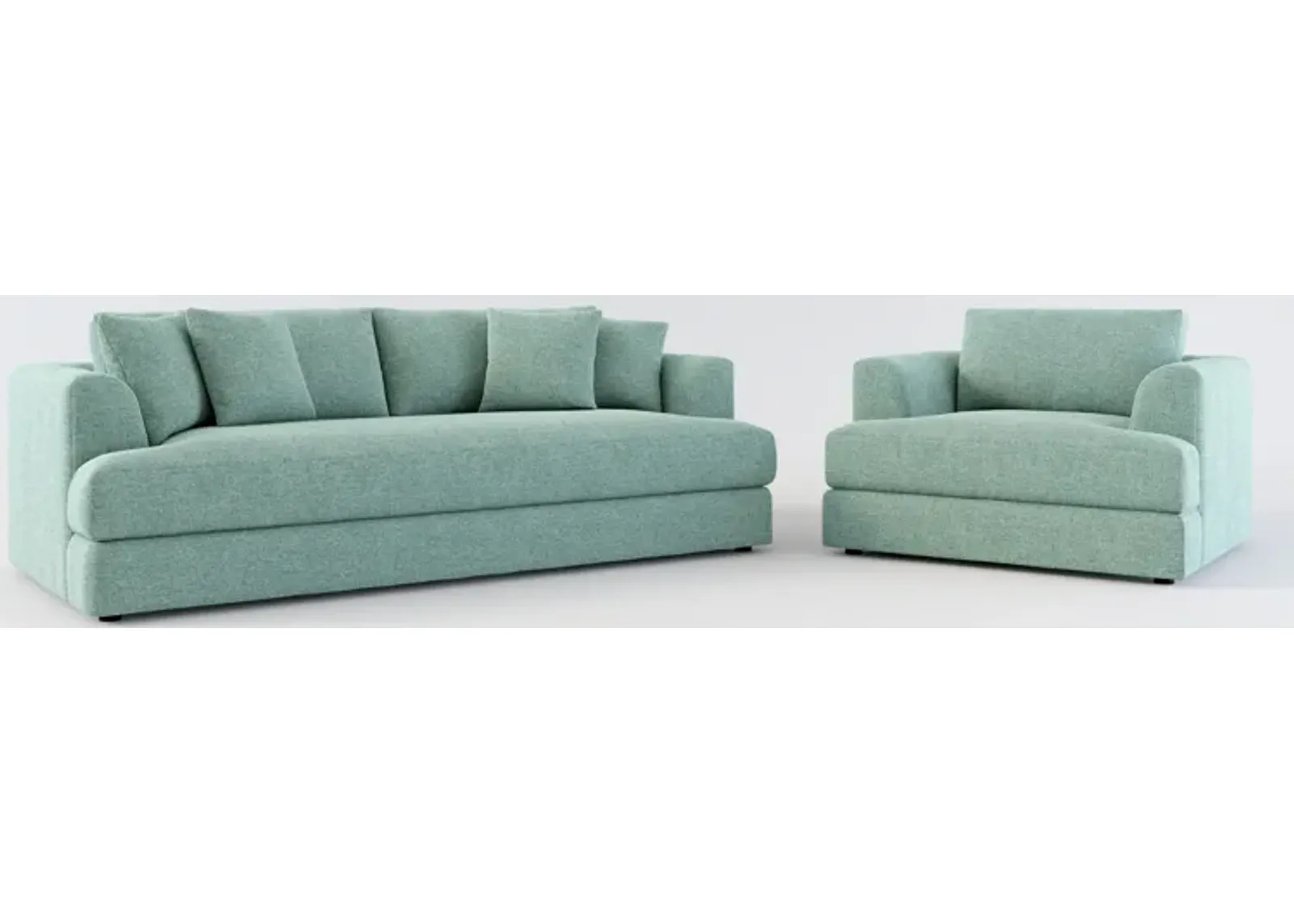 Ridley Hybrid Comfort Sofa and Chair Set - Bridger Jade