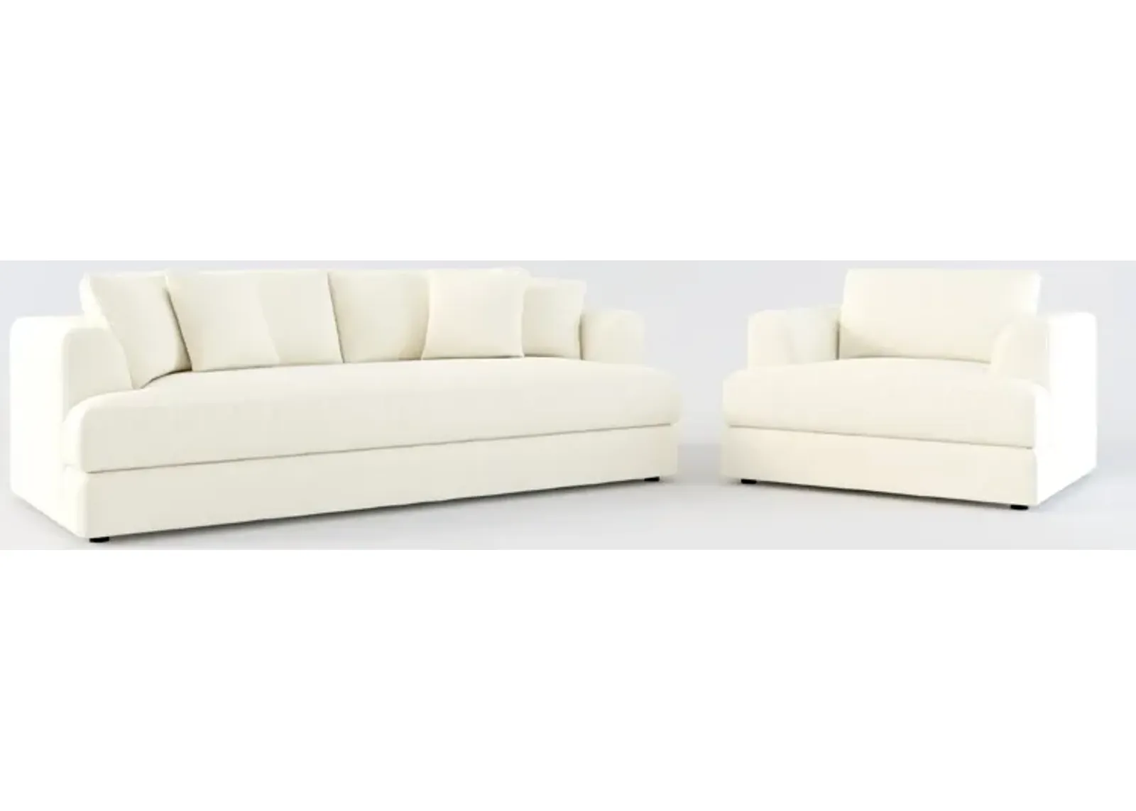 Ridley Hybrid Comfort Sofa and Chair Set - Fincher Ivory