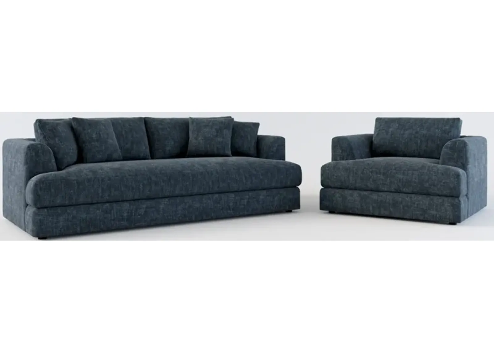 Ridley Hybrid Comfort Sofa and Chair Set - Argo Navy