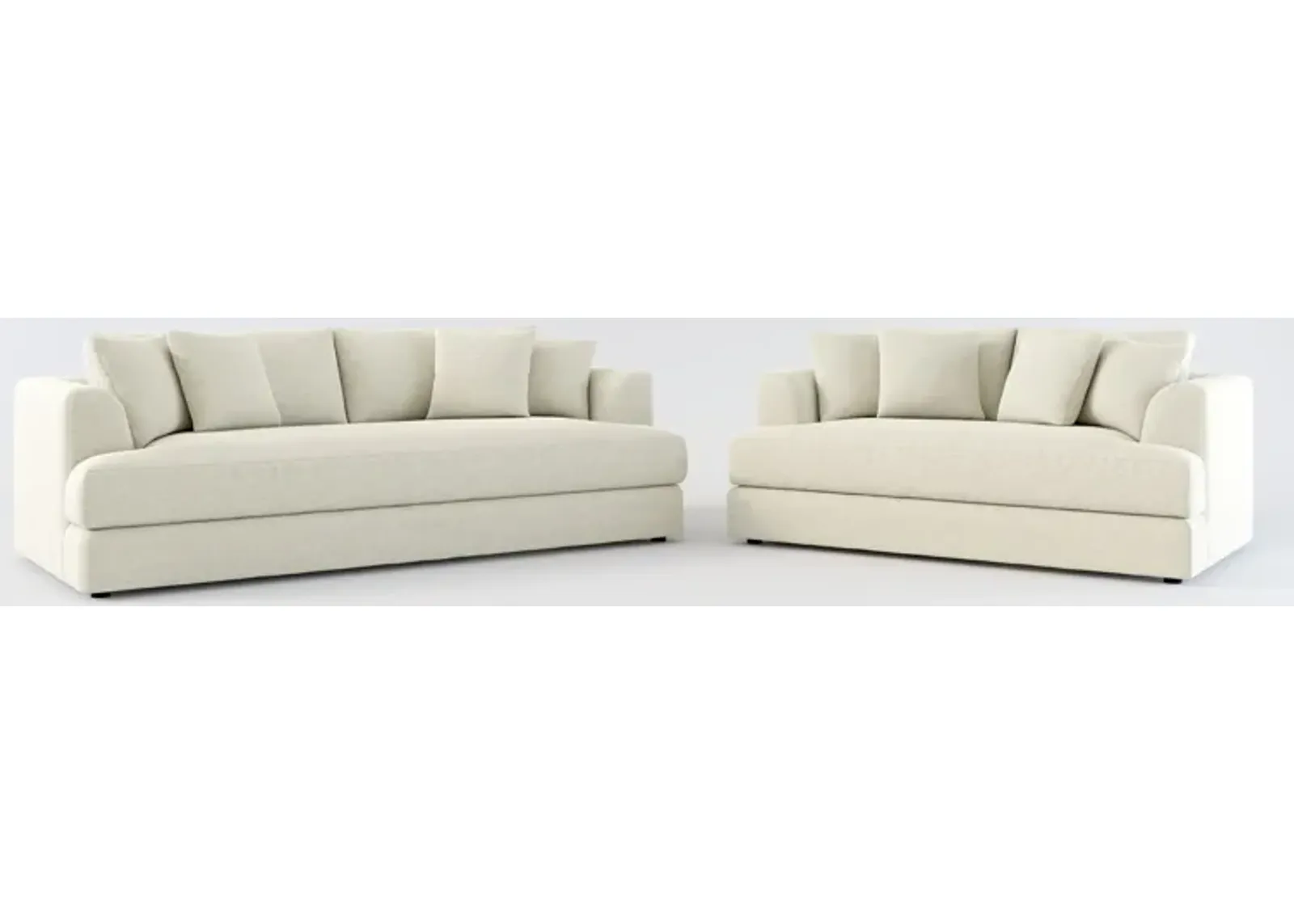 Ridley Hybrid Comfort Sofa and Loveseat Set - Liv Dove