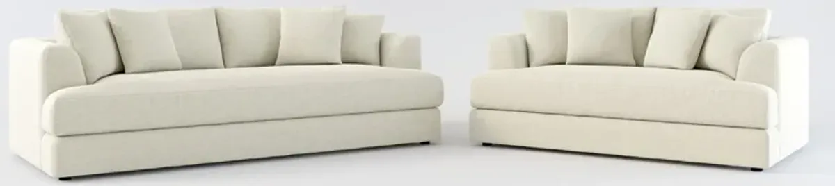 Ridley Hybrid Comfort Sofa and Loveseat Set - Liv Dove