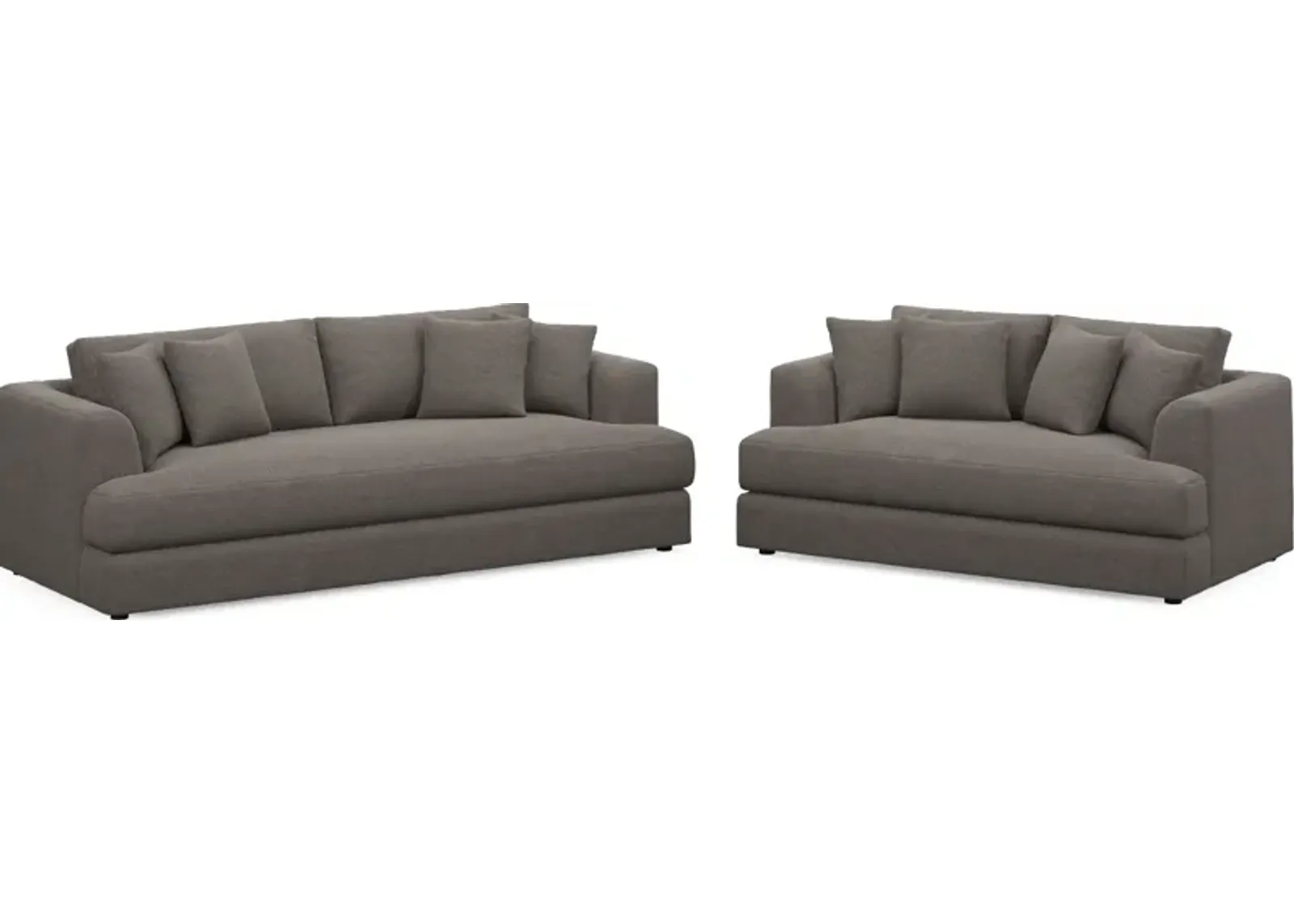 Ridley Hybrid Comfort Sofa and Loveseat Set - Presidio Steel