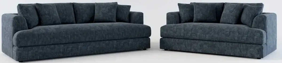 Ridley Hybrid Comfort Sofa and Loveseat Set - Argo Navy