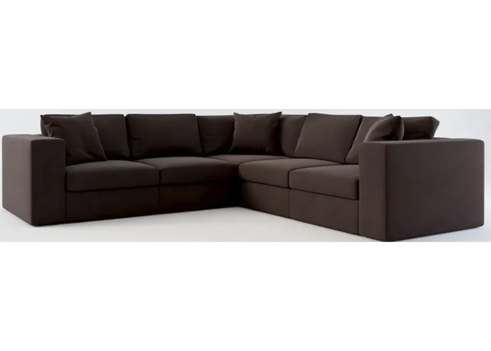 Collin Hybrid Comfort 5-Piece Sectional - Merrimac Dark Brown