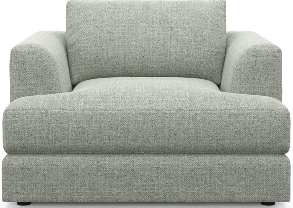 Ridley Hybrid Comfort Sofa, Loveseat, and Chair Set - Broderick Sea Glass