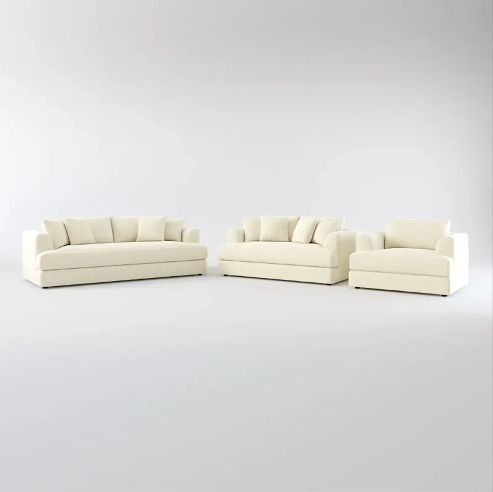 Ridley Hybrid Comfort Sofa, Loveseat, and Chair Set - Bridger Shell