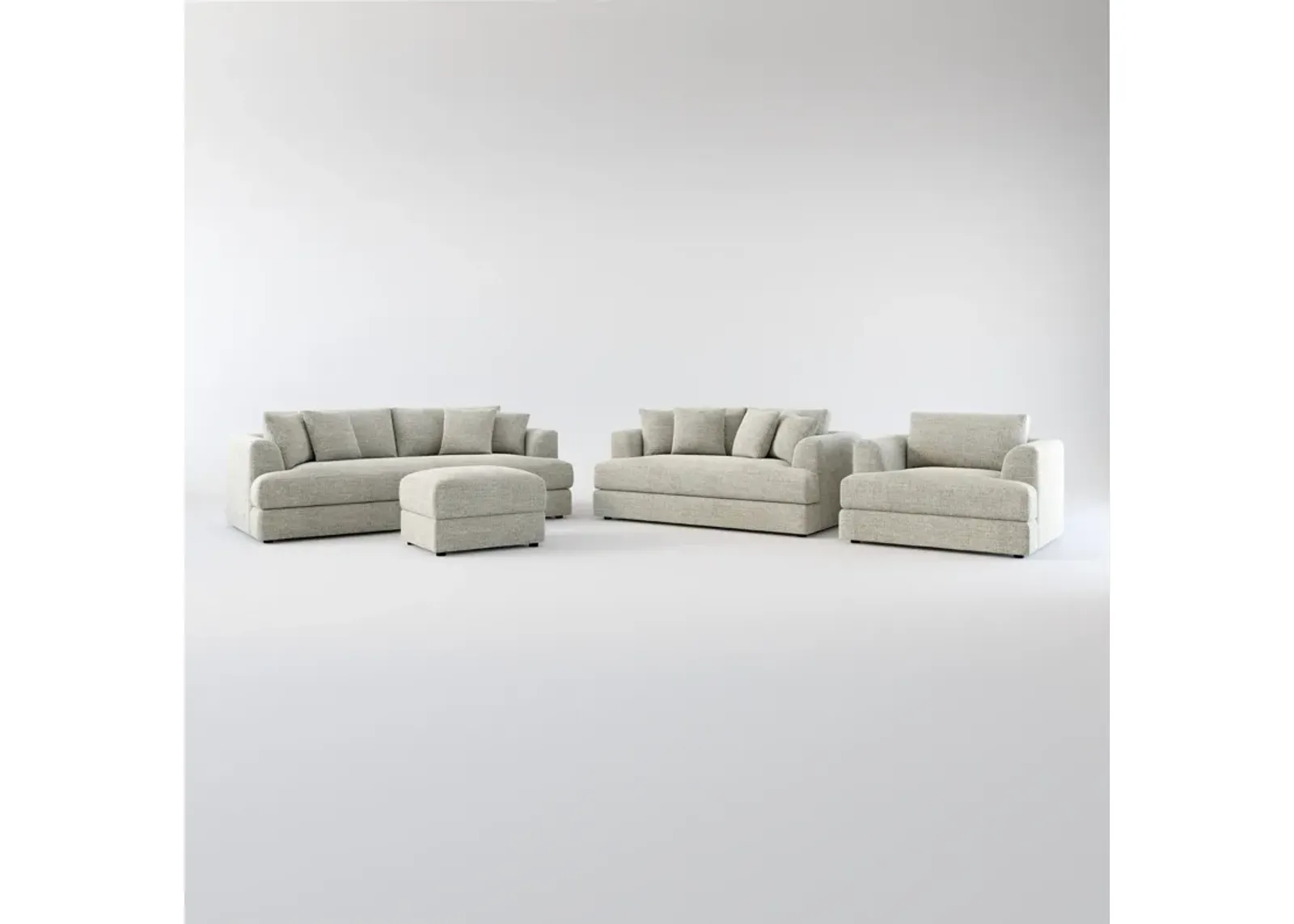 Ridley Foam Comfort Sofa, Loveseat, Chair, and Ottoman Set - Pandora Pepper