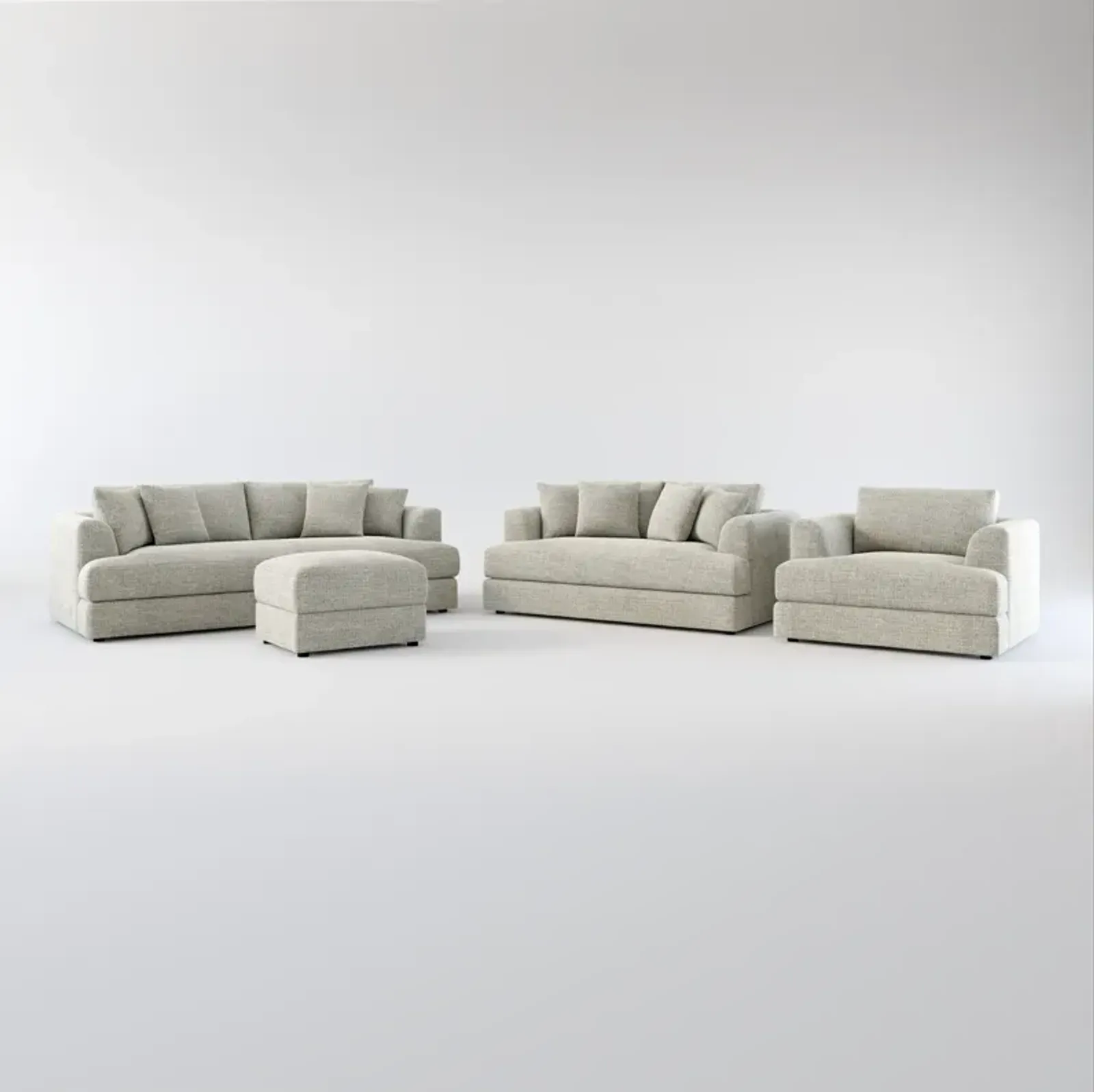 Ridley Foam Comfort Sofa, Loveseat, Chair, and Ottoman Set - Pandora Pepper