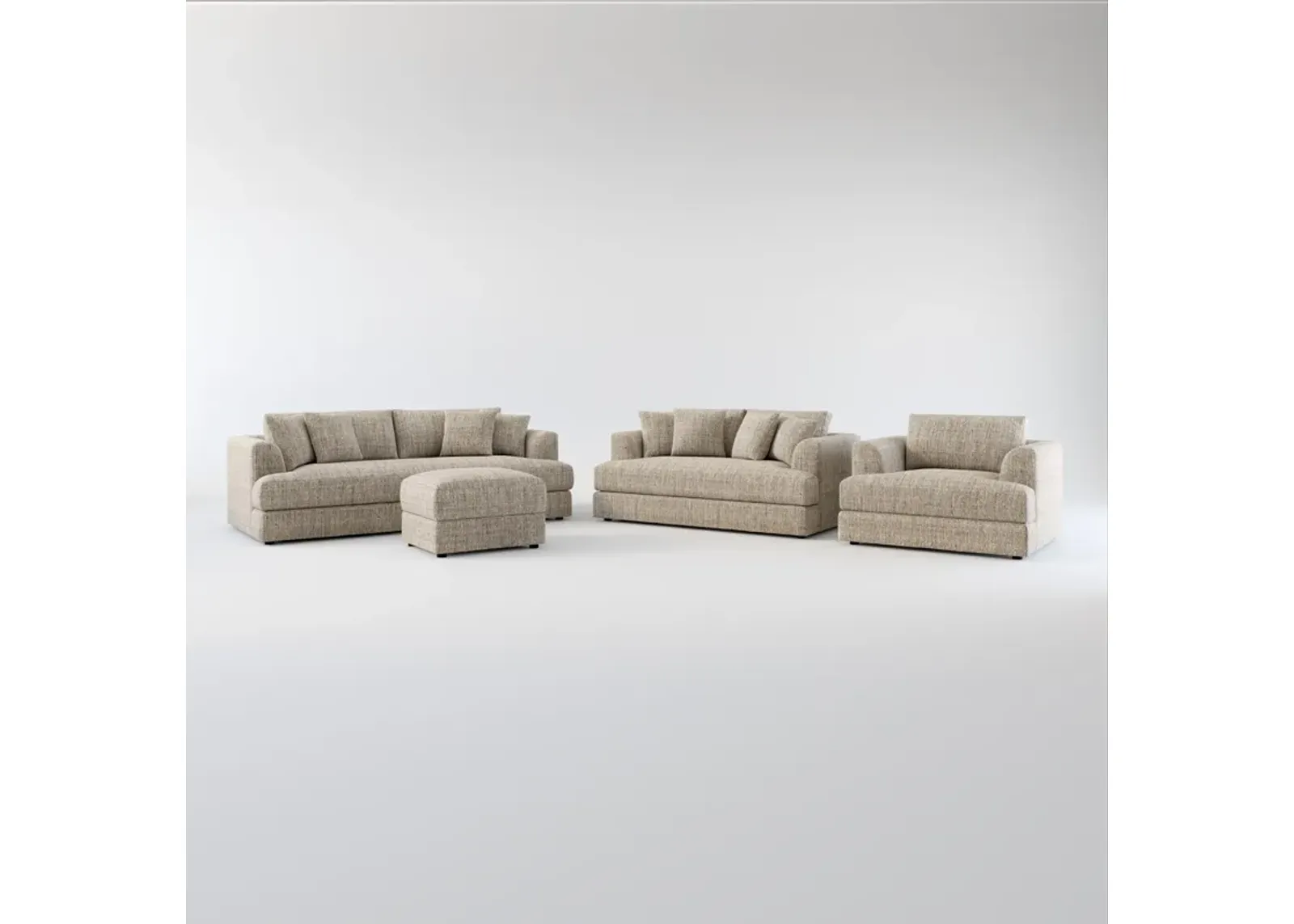 Ridley Foam Comfort Sofa, Loveseat, Chair, and Ottoman Set - Mason Flint