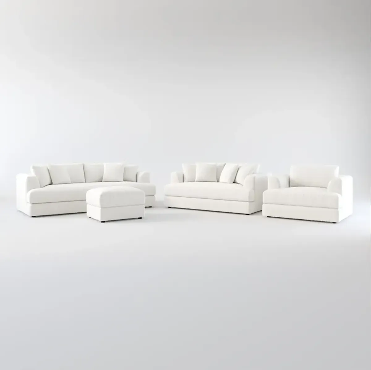 Ridley Foam Comfort Sofa, Loveseat, Chair, and Ottoman Set - Bloke Snow