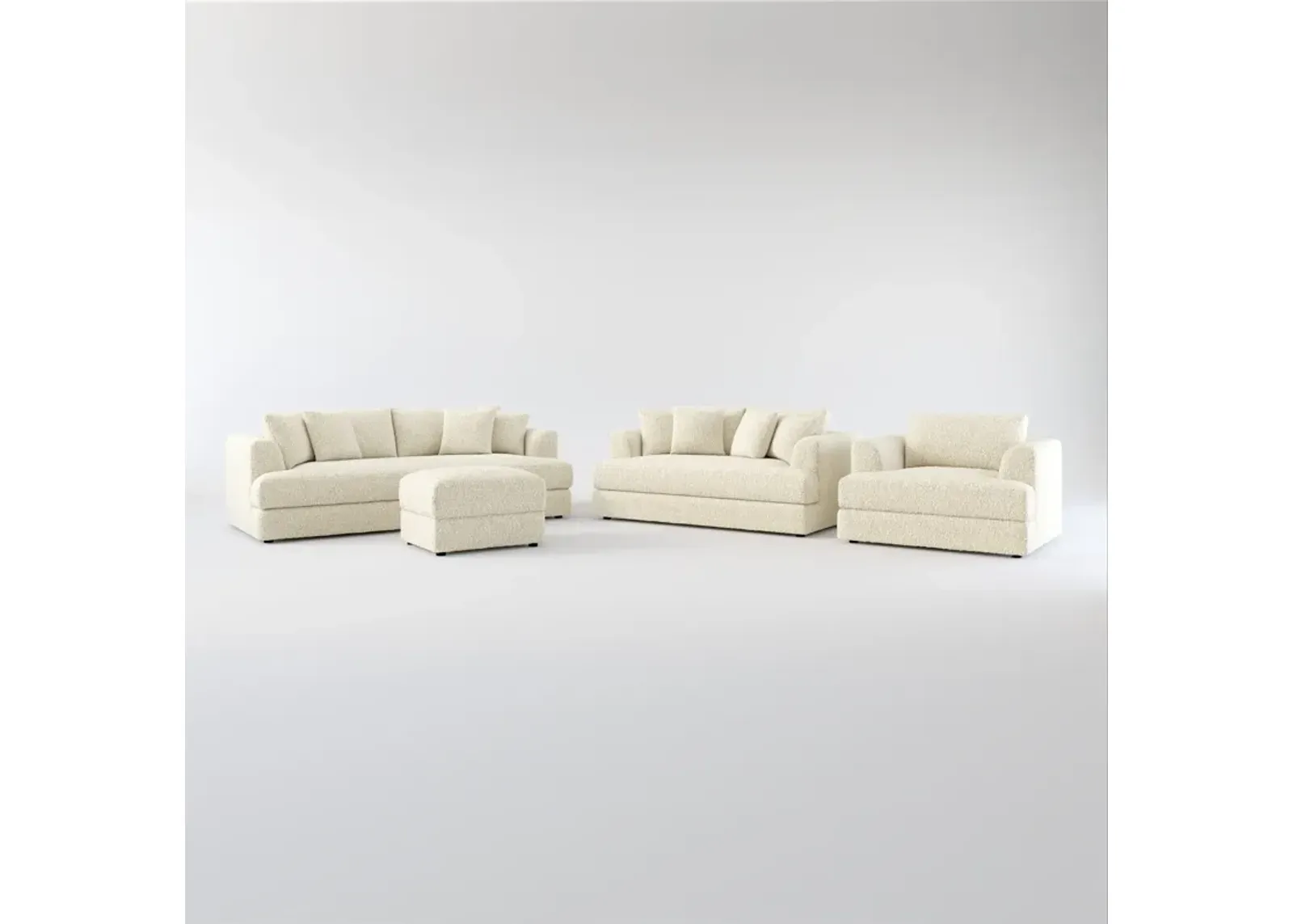 Ridley Foam Comfort Sofa, Loveseat, Chair, and Ottoman Set - Bloke Cotton