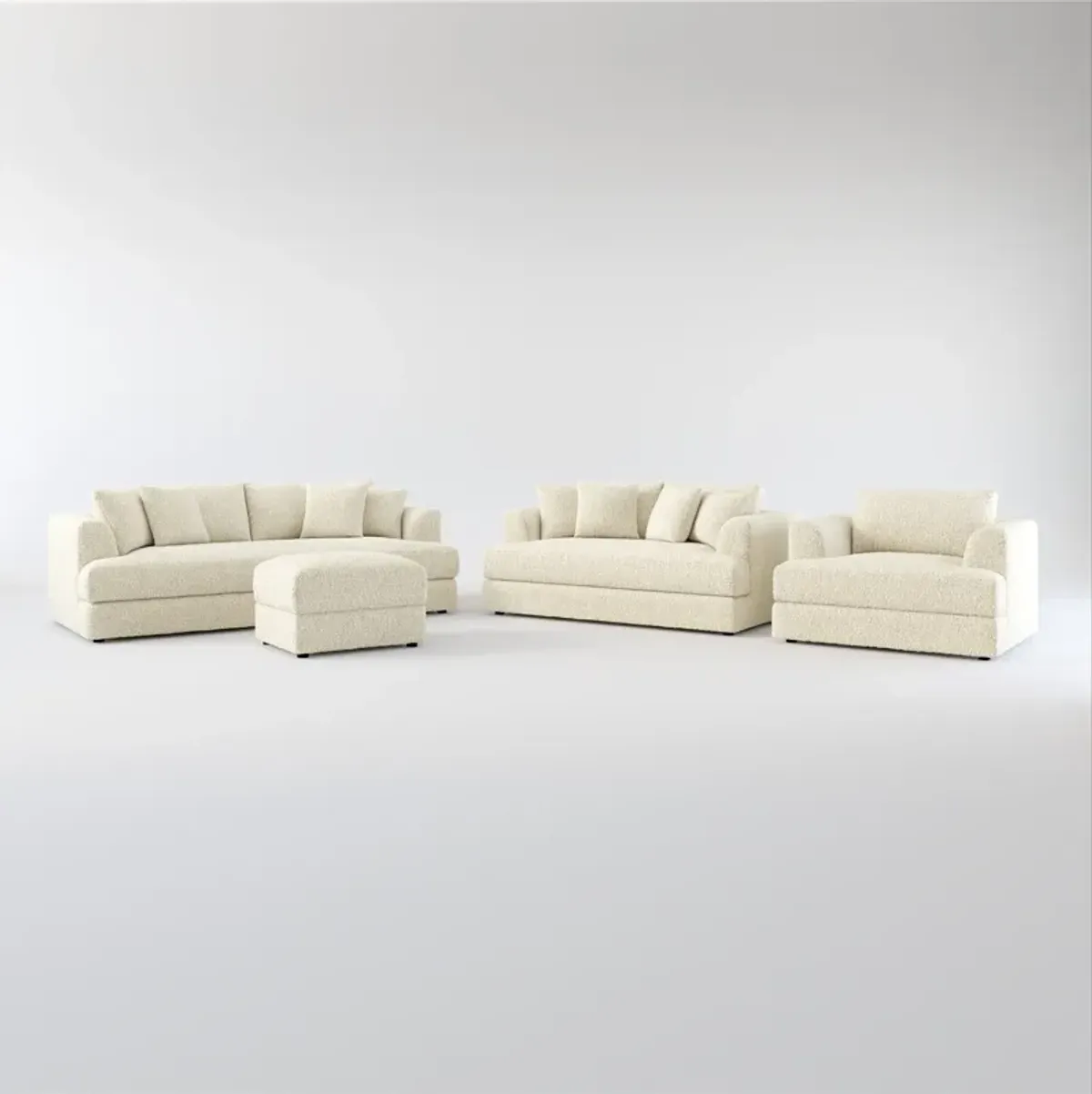 Ridley Foam Comfort Sofa, Loveseat, Chair, and Ottoman Set - Bloke Cotton