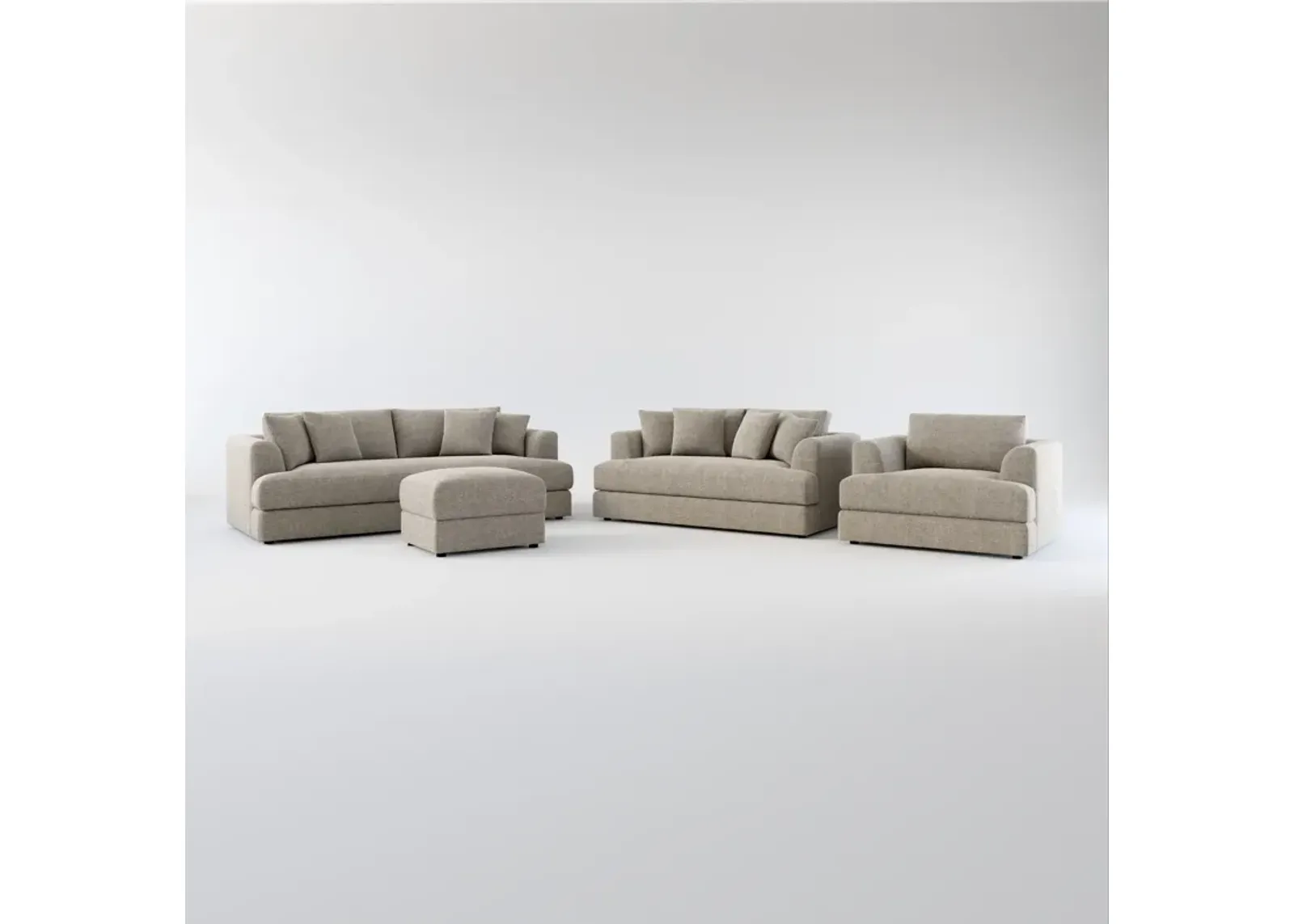 Ridley Foam Comfort Sofa, Loveseat, Chair, and Ottoman Set - Bridger Metal