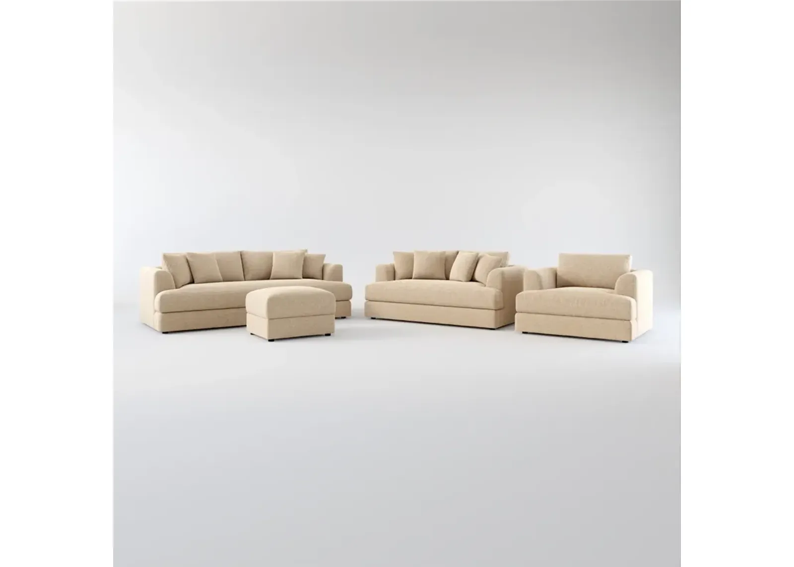 Ridley Foam Comfort Sofa, Loveseat, Chair, and Ottoman Set - Liv Wicker