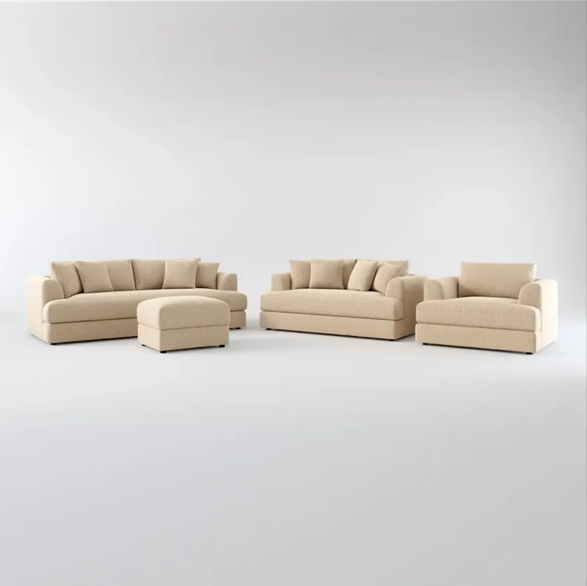 Ridley Foam Comfort Sofa, Loveseat, Chair, and Ottoman Set - Liv Wicker