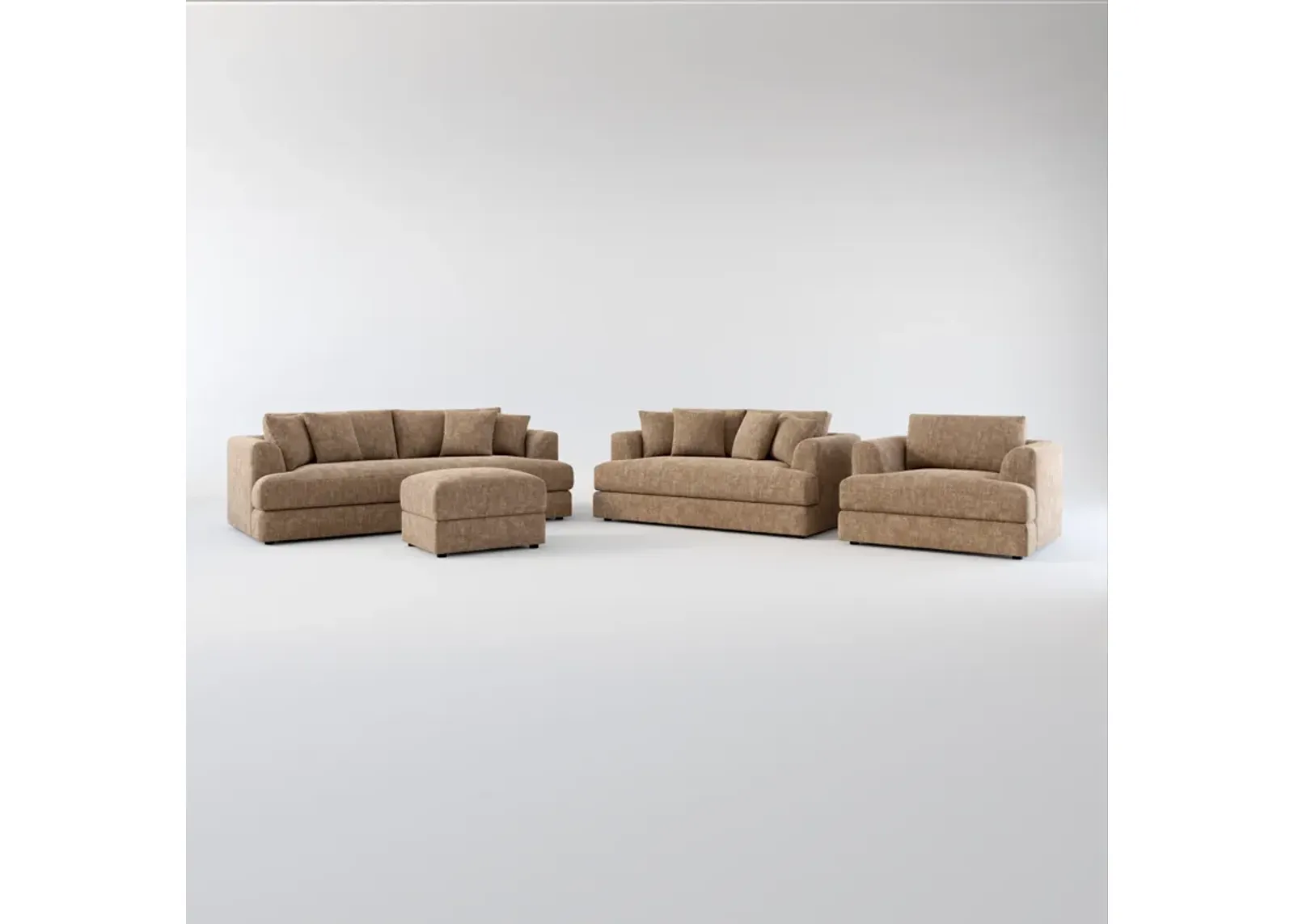 Ridley Foam Comfort Sofa, Loveseat, Chair, and Ottoman Set - Argo Java