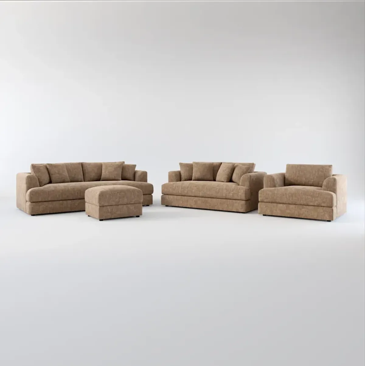 Ridley Foam Comfort Sofa, Loveseat, Chair, and Ottoman Set - Argo Java