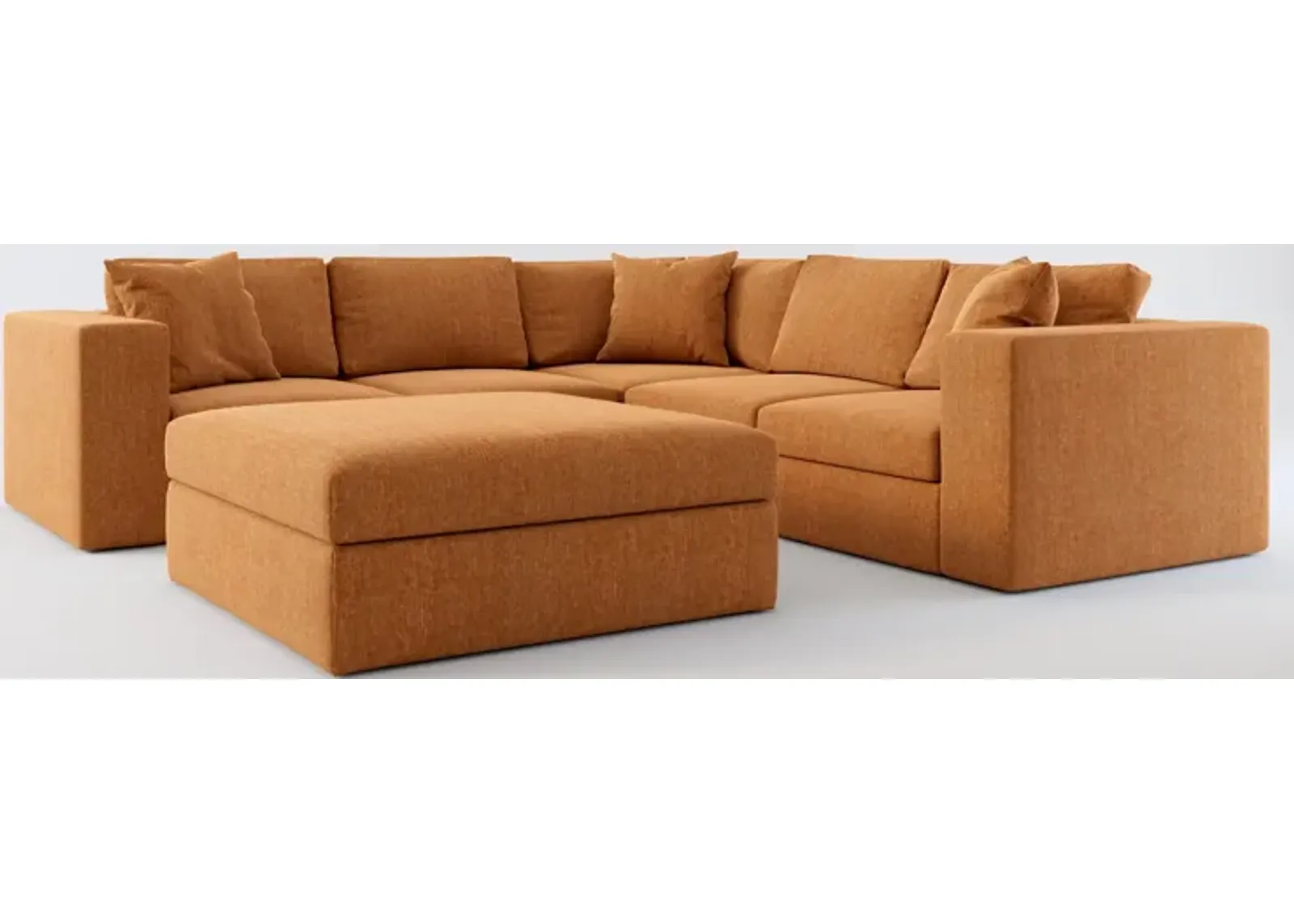 Collin Foam Comfort 5-Piece Sectional and Ottoman - Contessa Ginger