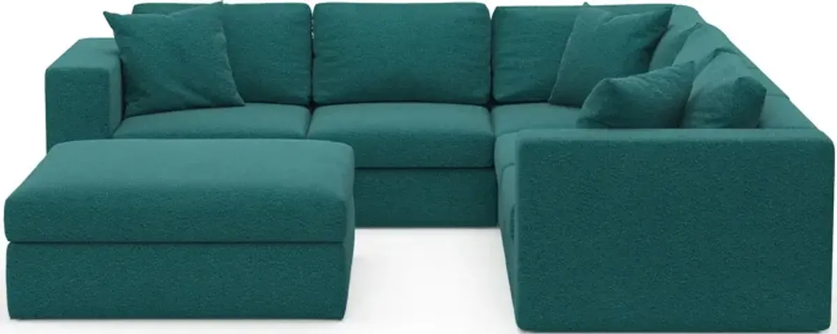 Collin Foam Comfort 5-Piece Sectional and Ottoman - Bloke Peacock