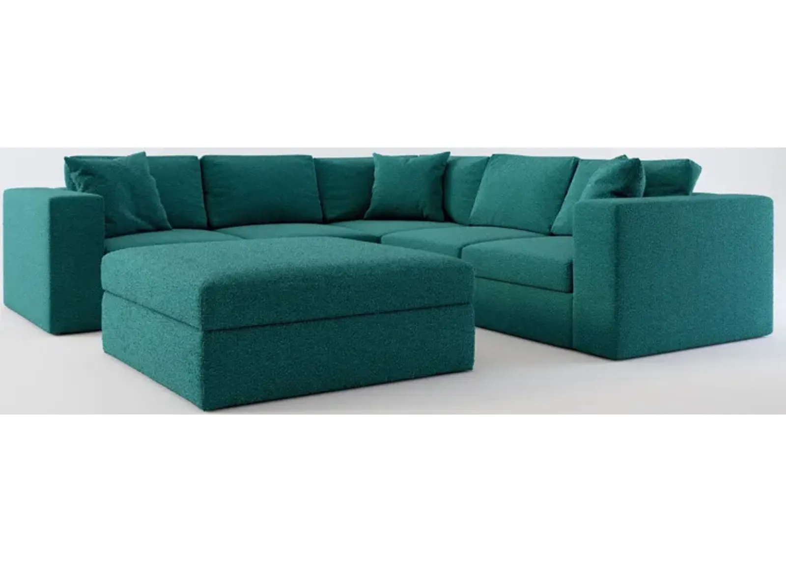 Collin Foam Comfort 5-Piece Sectional and Ottoman - Bloke Peacock