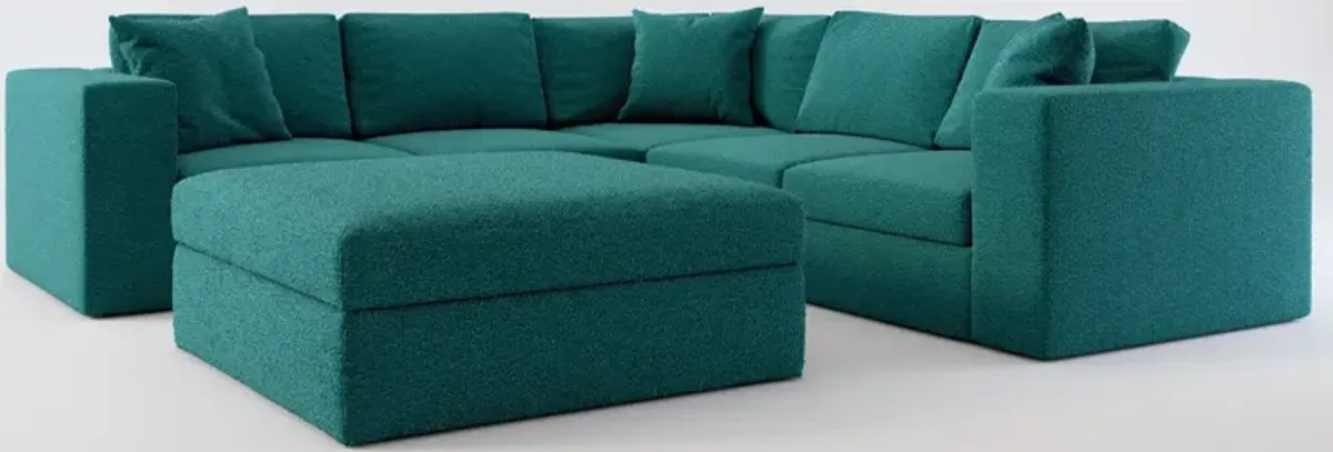 Collin Foam Comfort 5-Piece Sectional and Ottoman - Bloke Peacock