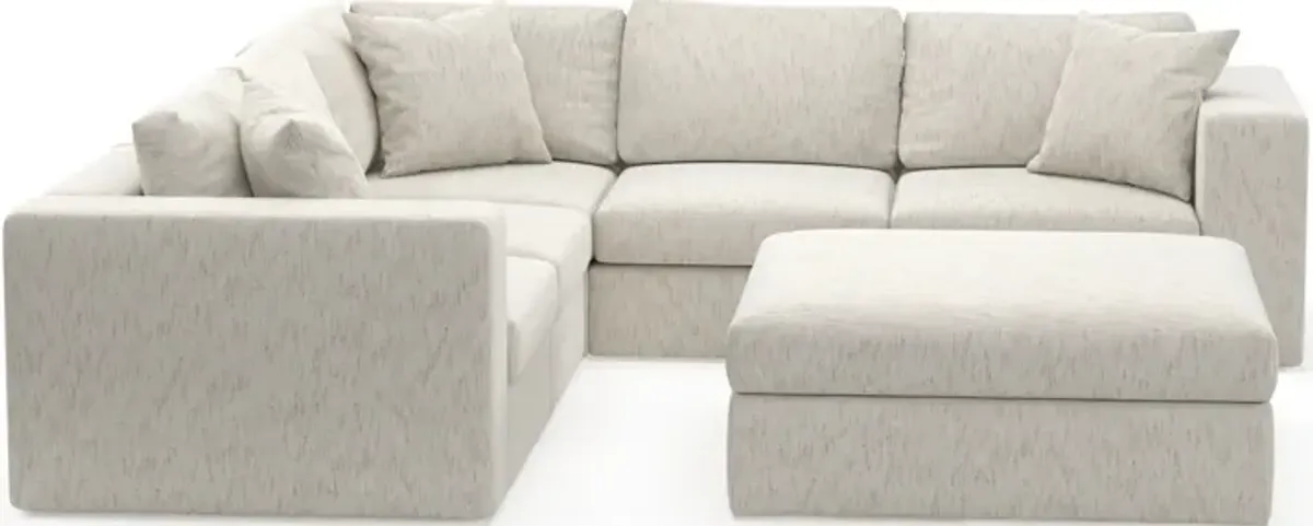 Collin Foam Comfort 5-Piece Sectional and Ottoman - P.T. Cream