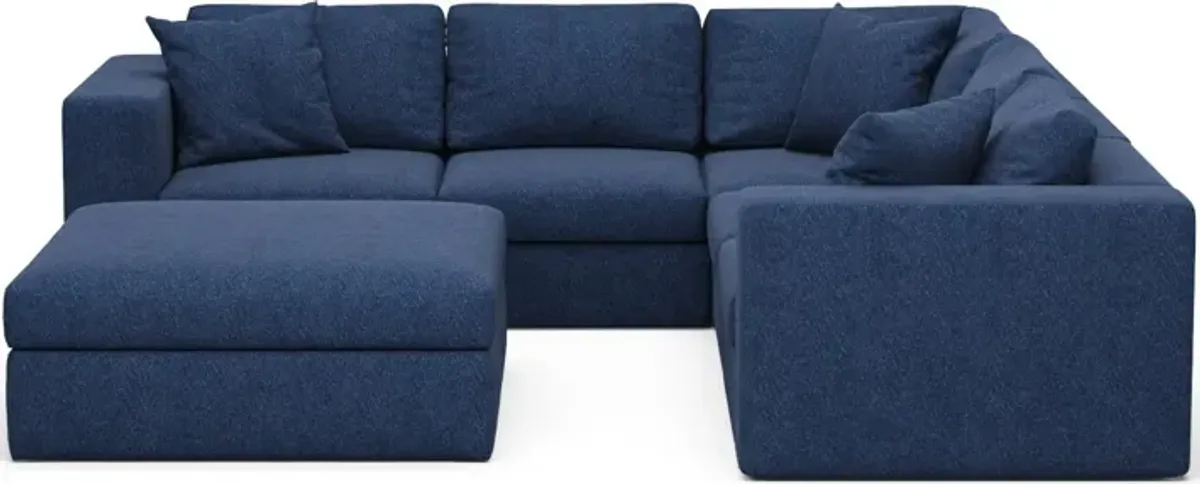 Collin 5-Piece Foam Comfort Sectional and Ottoman - Oslo Navy