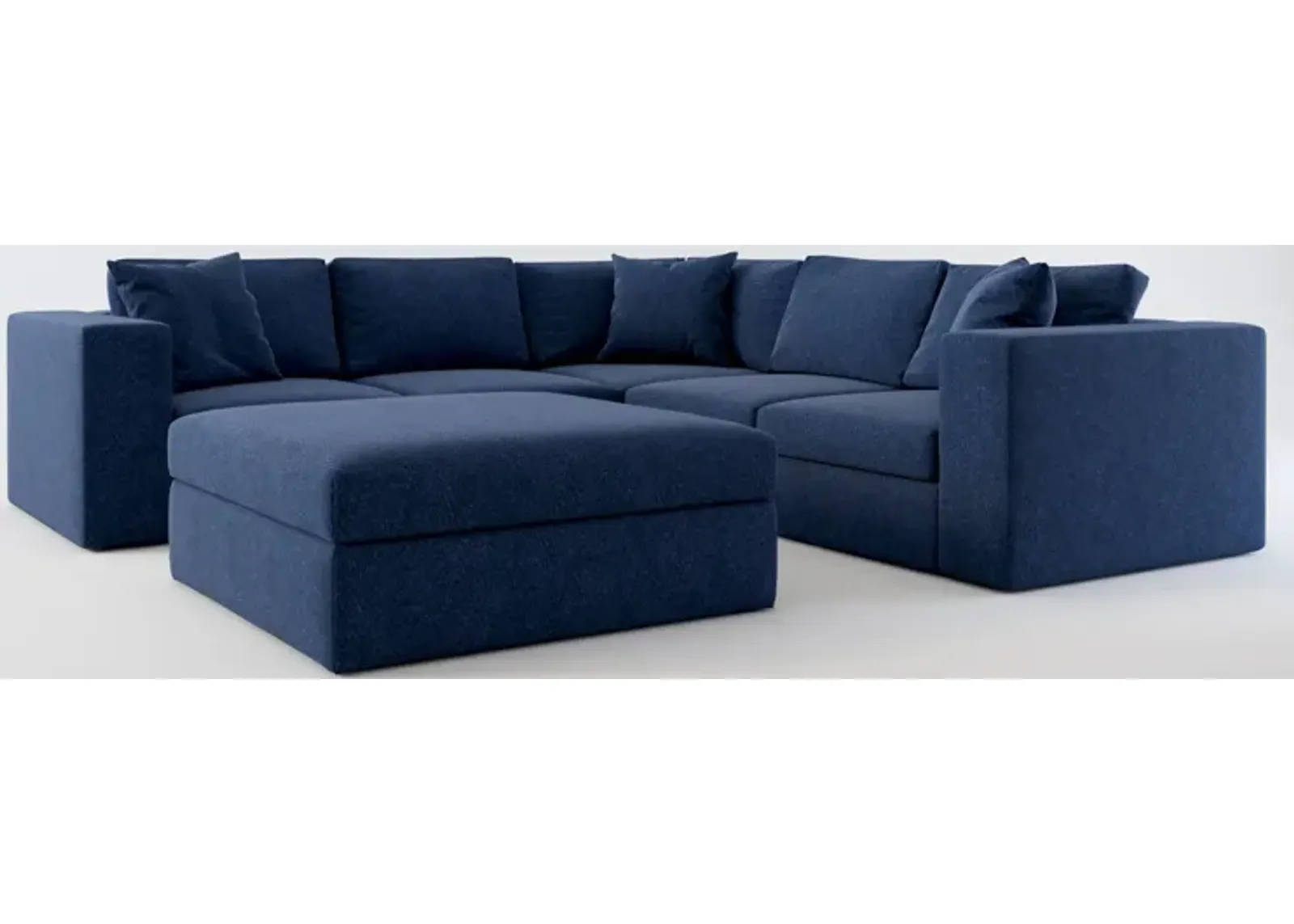 Collin 5-Piece Foam Comfort Sectional and Ottoman - Oslo Navy