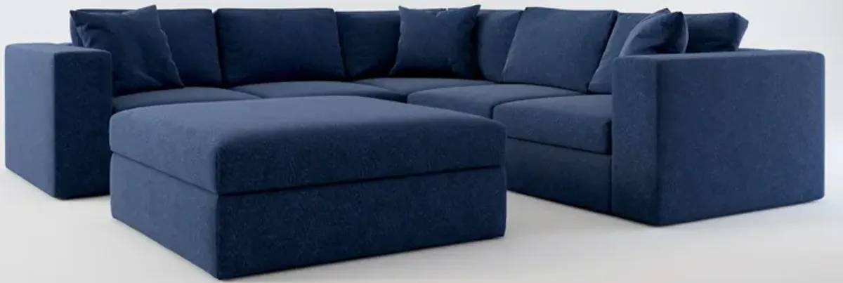 Collin 5-Piece Foam Comfort Sectional and Ottoman - Oslo Navy